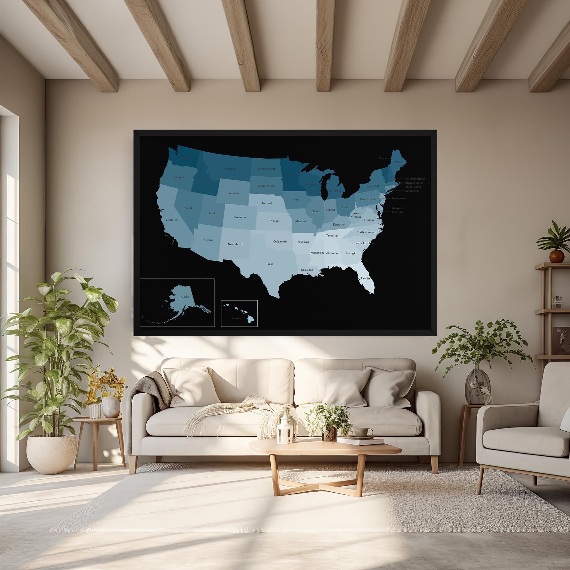 Картина на платно Sua Blue Map mockup 6