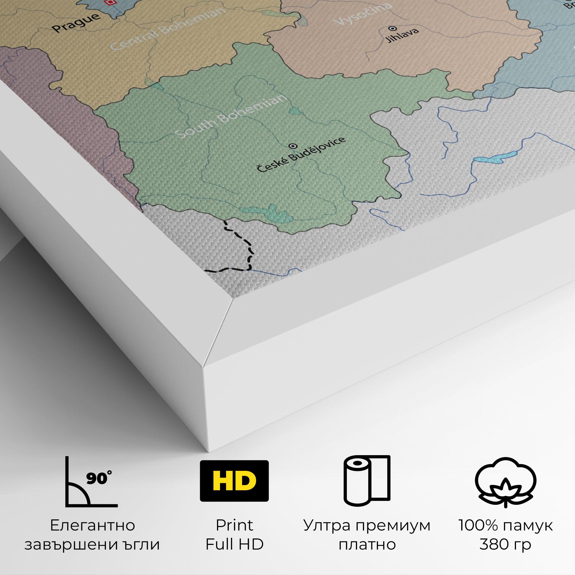 Картина на платно Czech Republic Map mockup 4