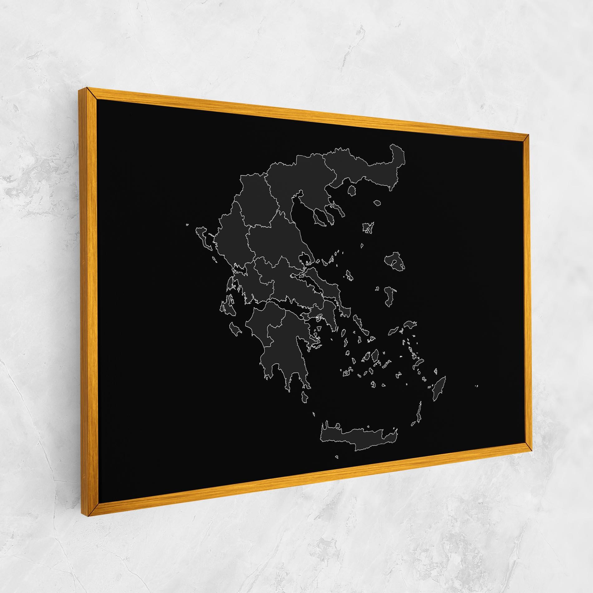 Картина на платно Greece Grey Map mockup 1