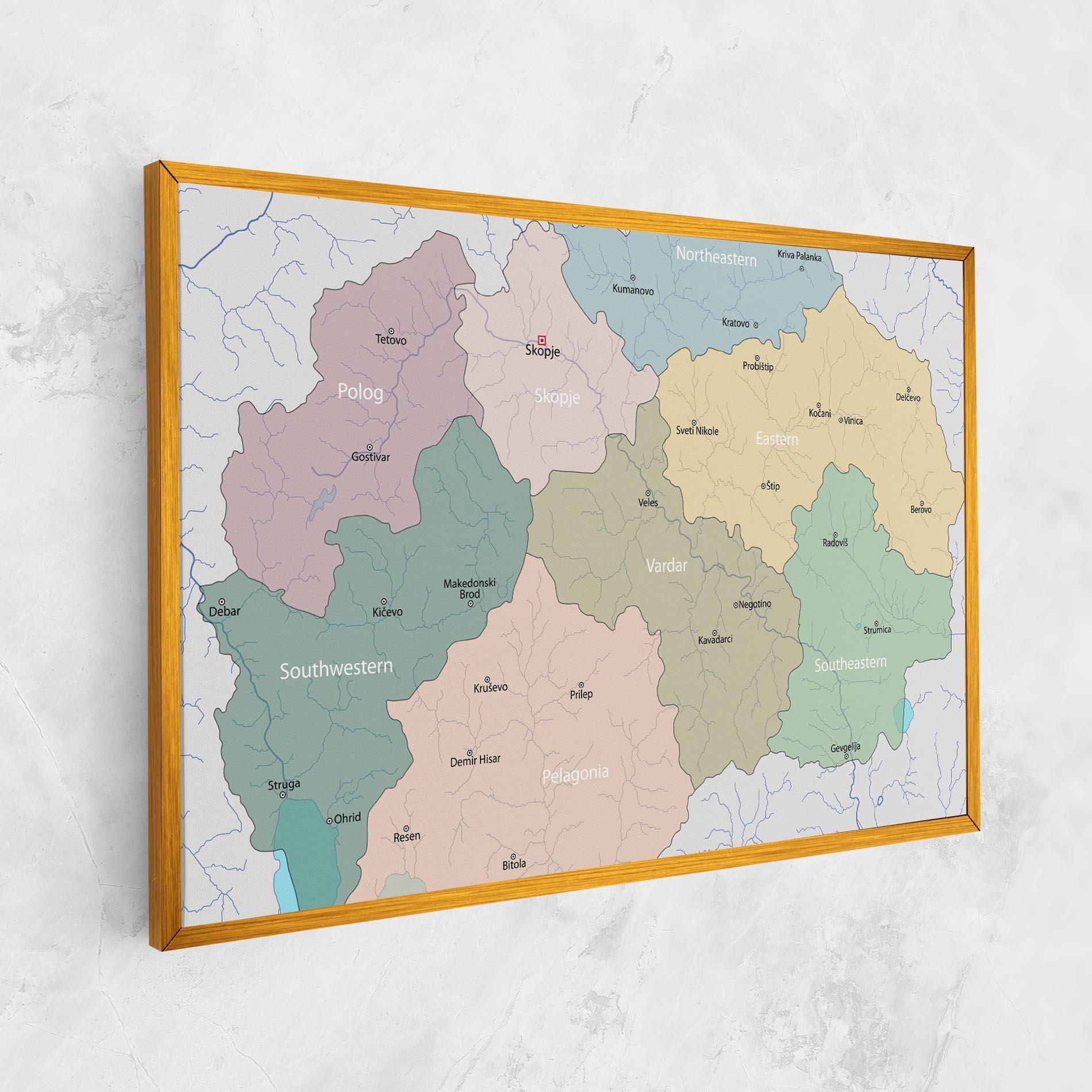 Картина на платно North Macedonia Map mockup 1