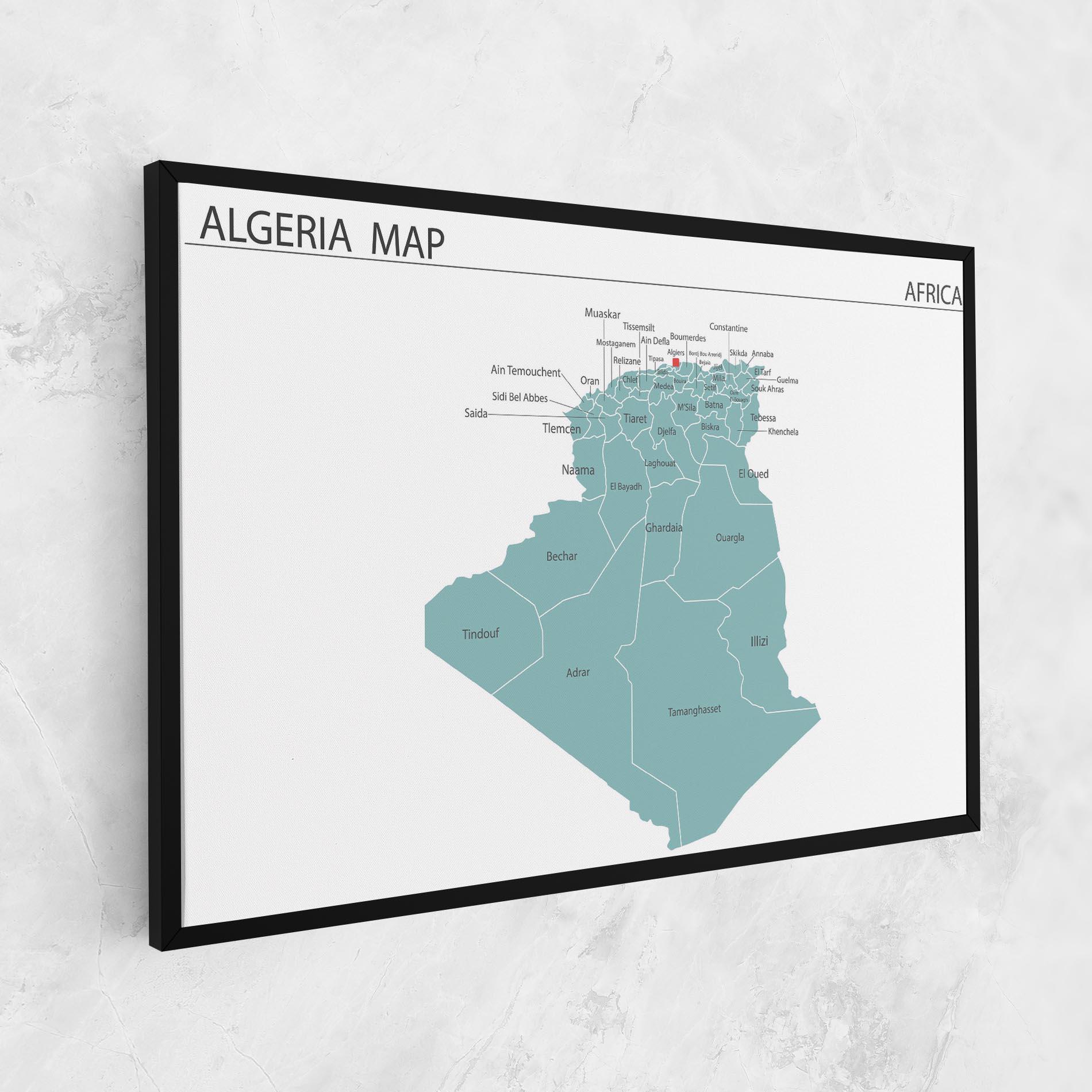 Картина на платно Algeria Map mockup 1