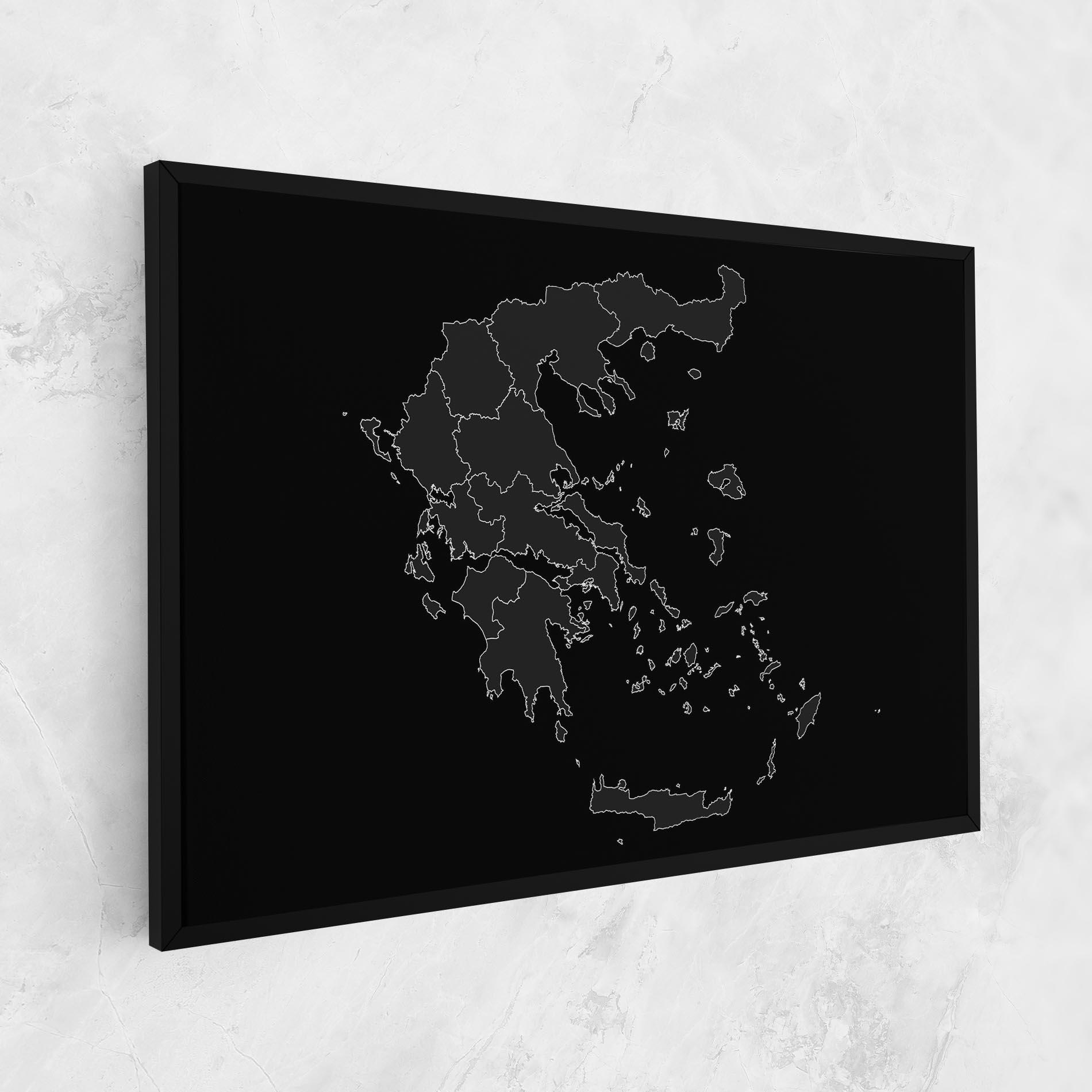 Картина на платно Greece Grey Map mockup 1