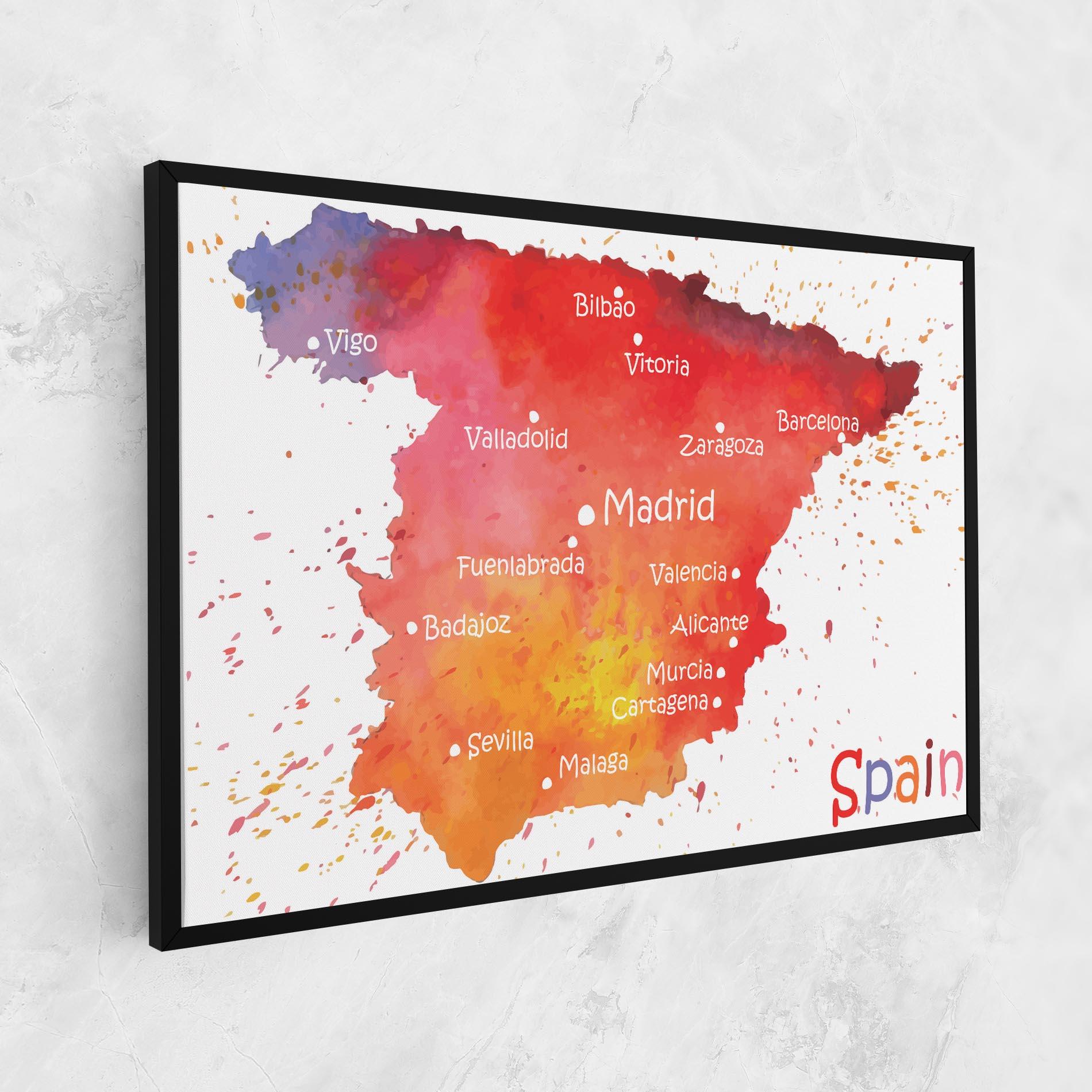 Картина на платно Spain Map mockup 1