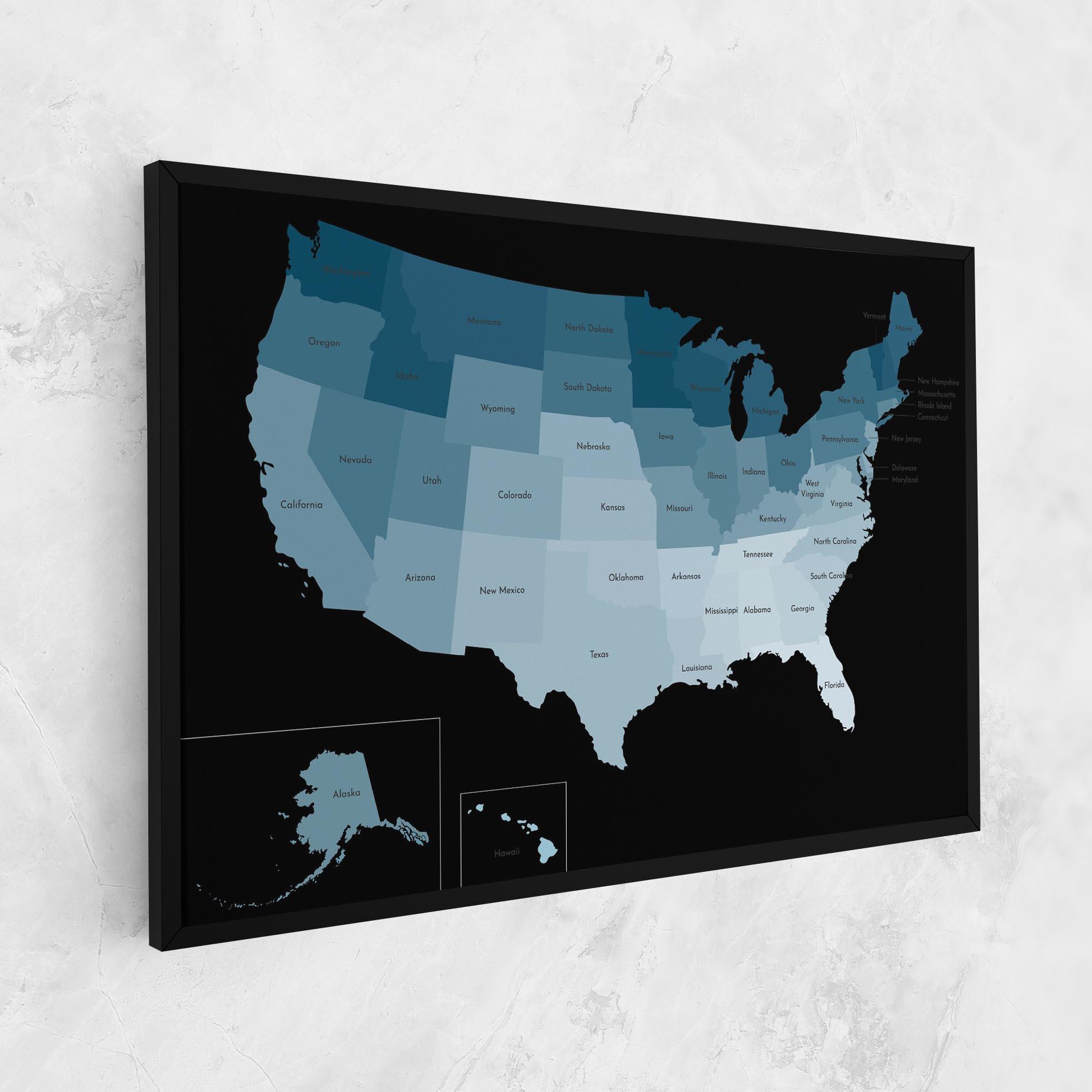 Картина на платно Sua Blue Map mockup 1