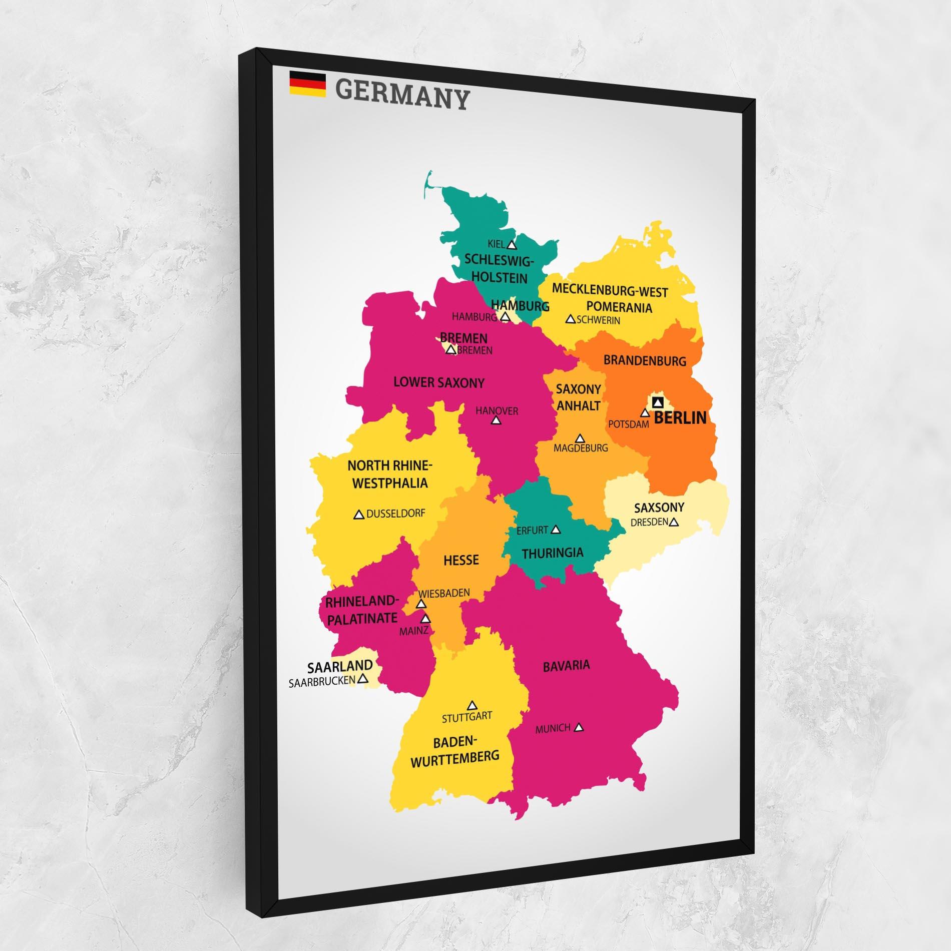 Картина на платно Germany Color Map mockup 1