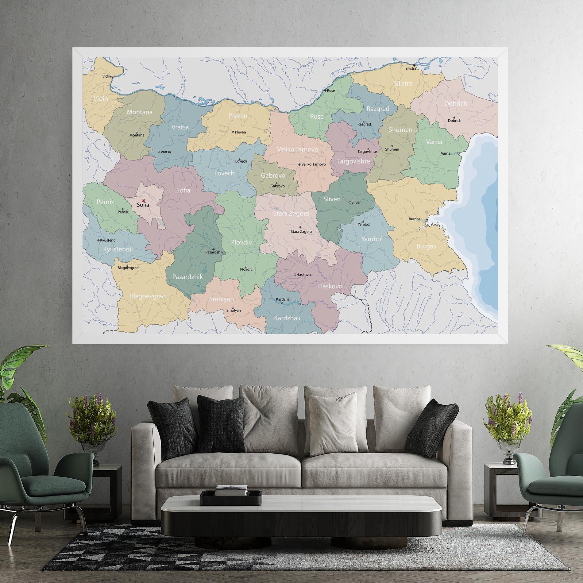 Картина на платно Bulgaria Map mockup 7