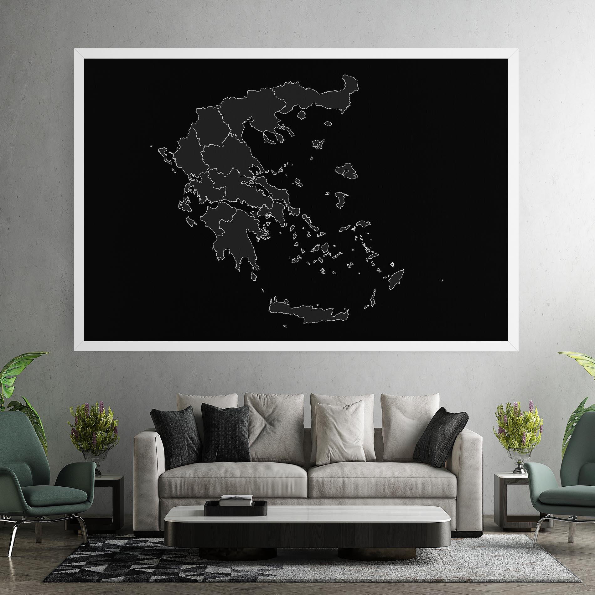 Картина на платно Greece Grey Map mockup 7