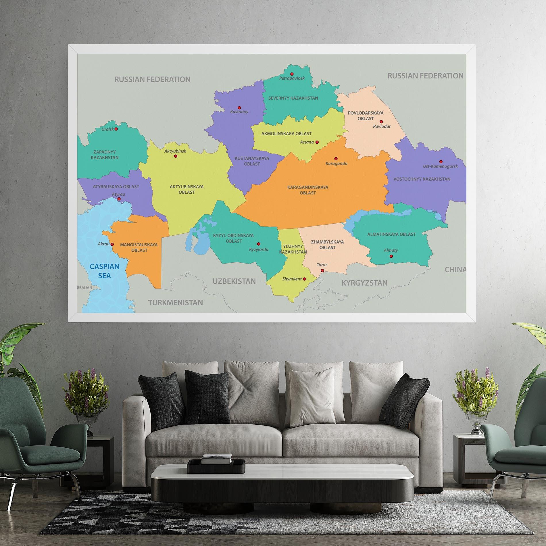 Картина на платно Kazakhstan Color Map mockup 7