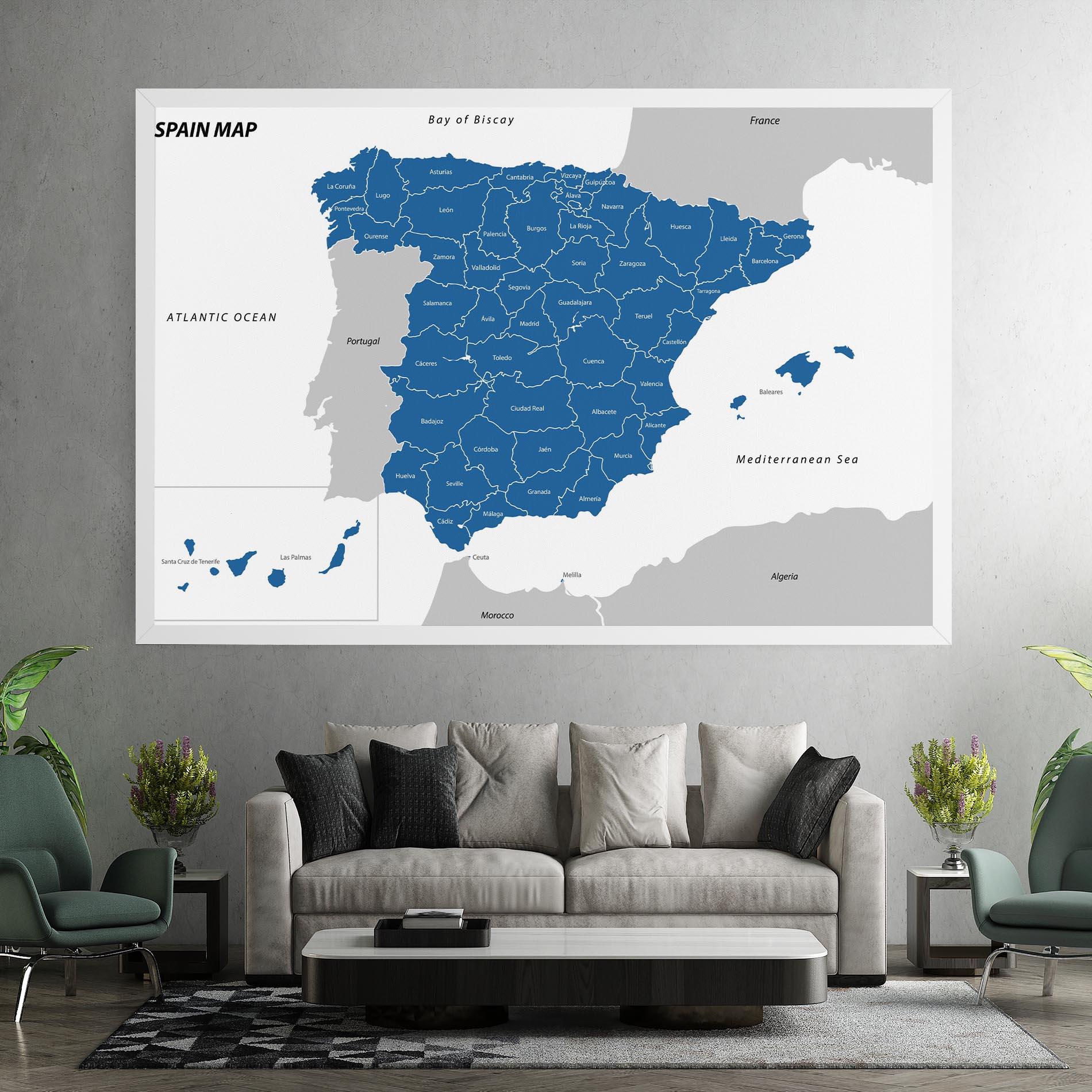 Картина на платно Spain Blue Map mockup 7