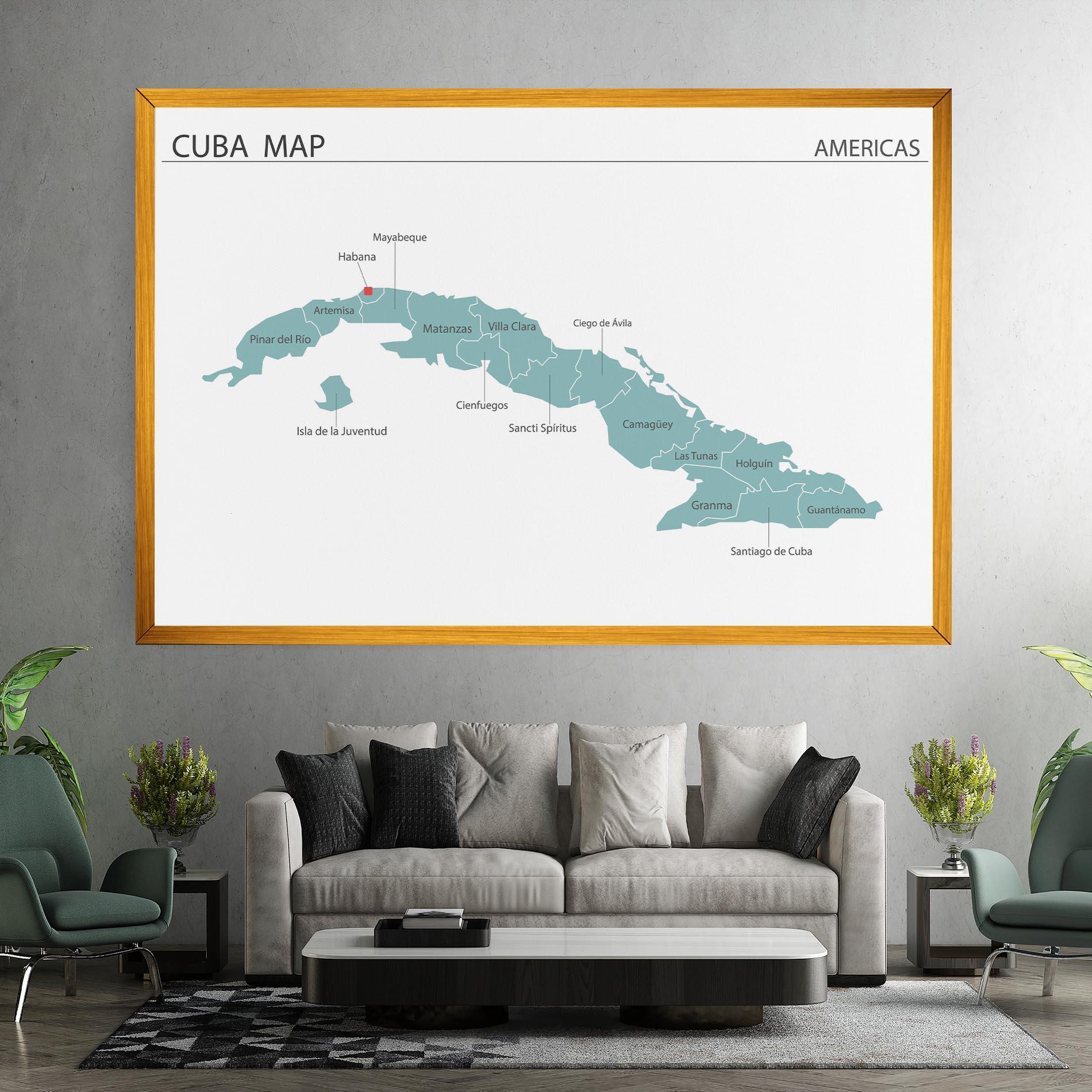 Картина на платно Cuba Map mockup 7