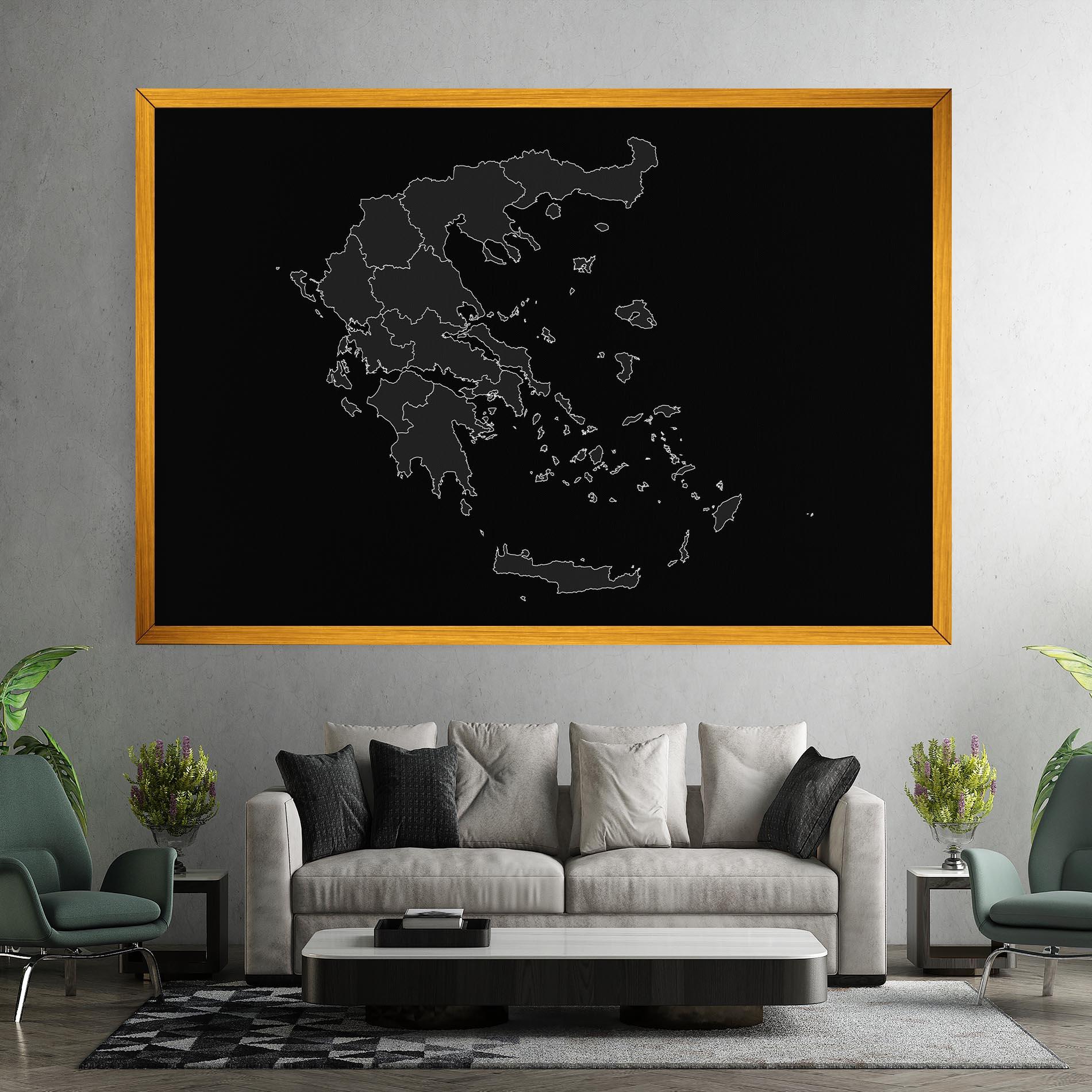 Картина на платно Greece Grey Map mockup 7