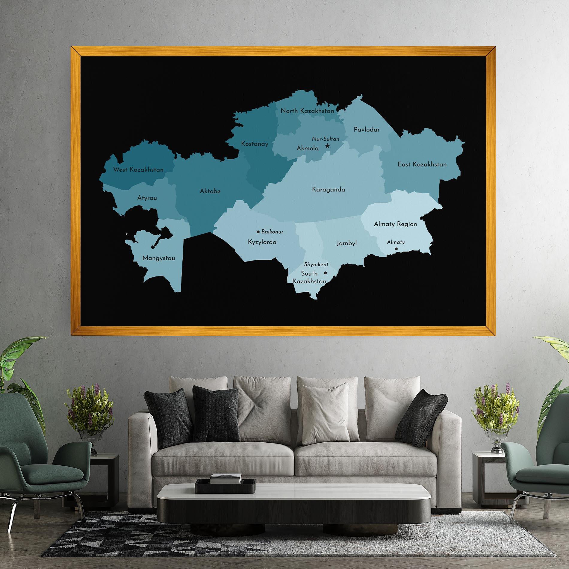 Картина на платно Kazahstan Blue Map mockup 7