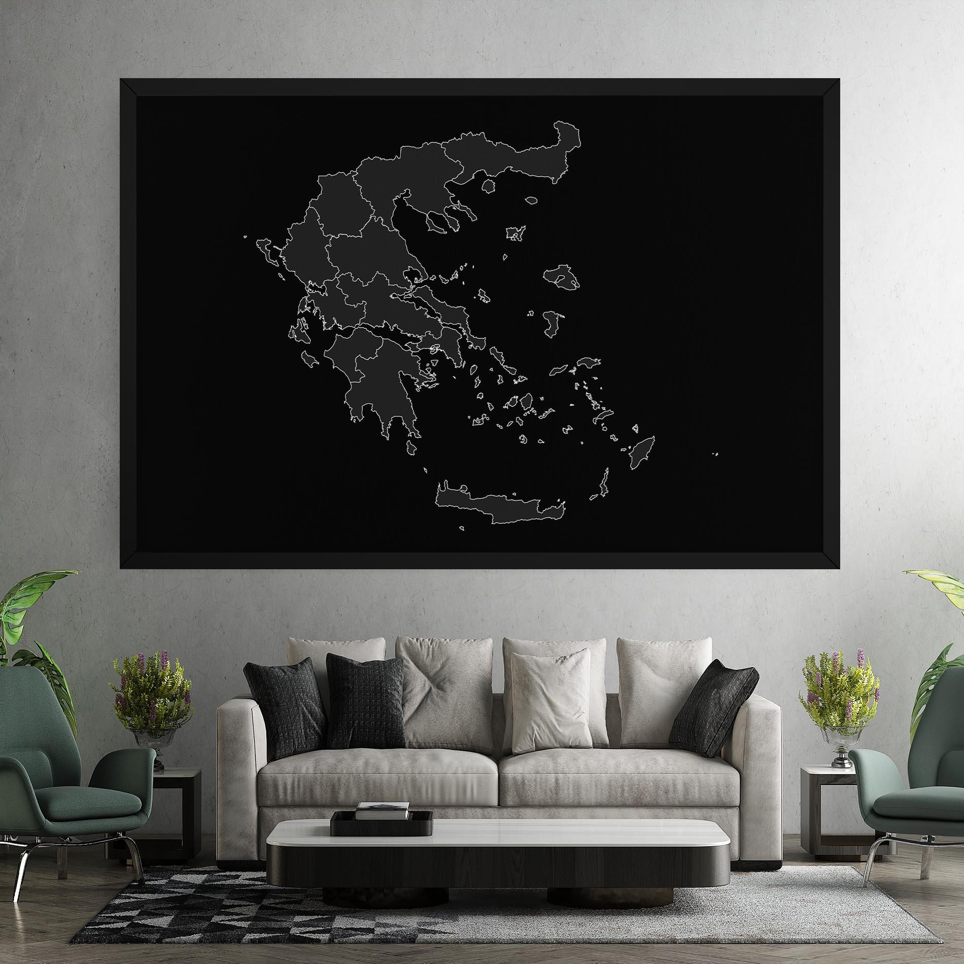Картина на платно Greece Grey Map mockup 7