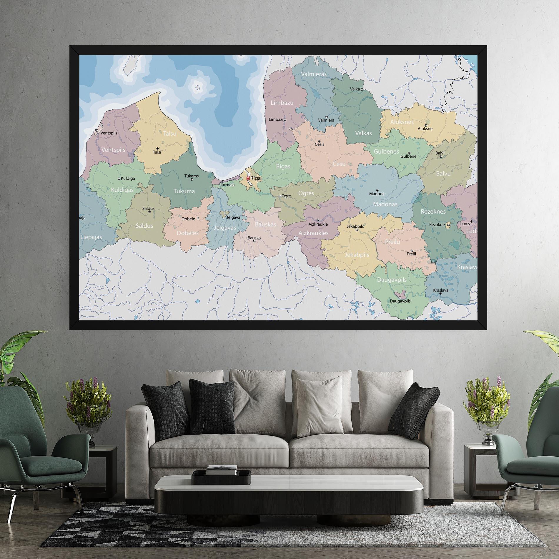 Картина на платно Latvia Color Map mockup 7