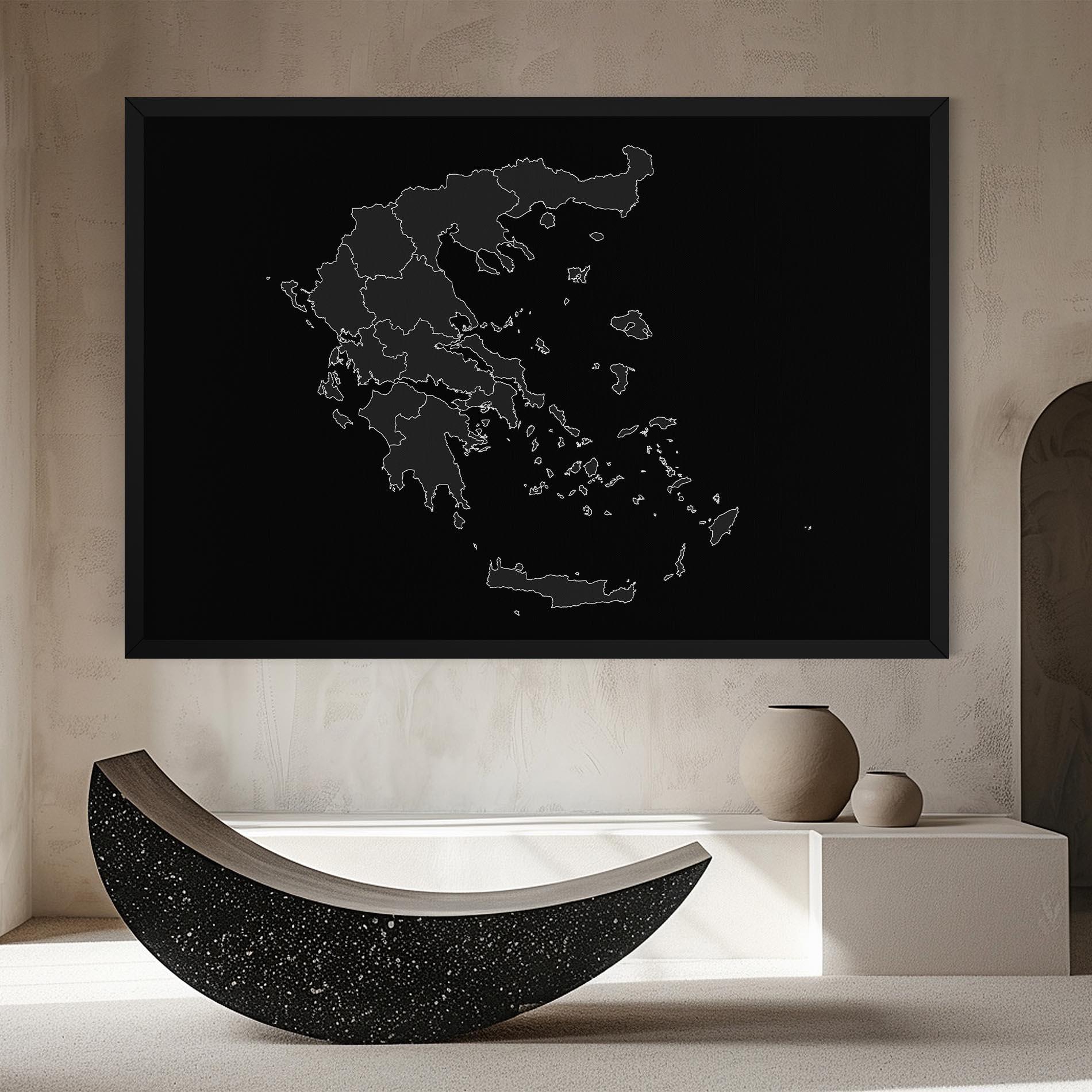 Картина на платно Greece Grey Map mockup 8