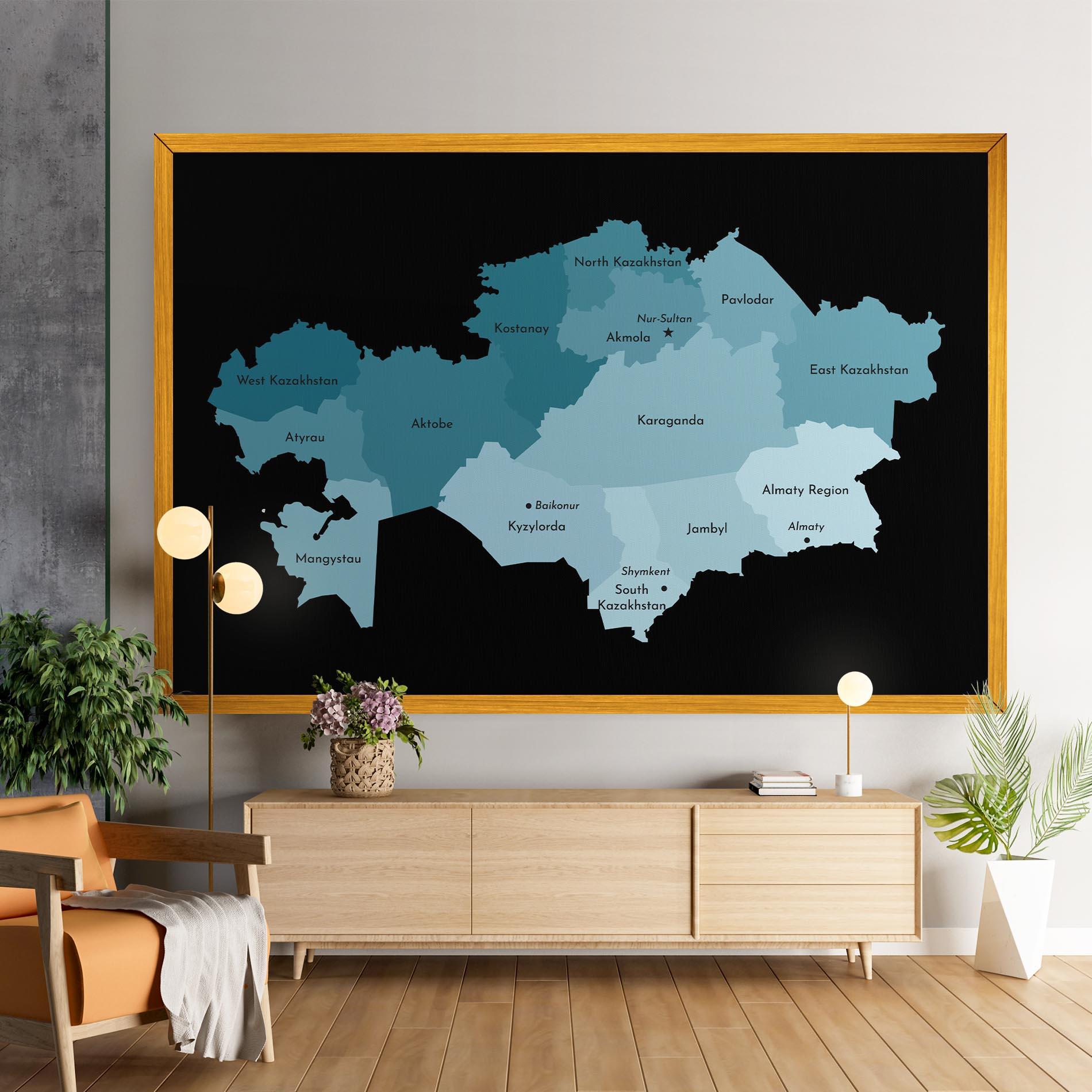 Картина на платно Kazahstan Blue Map mockup 9