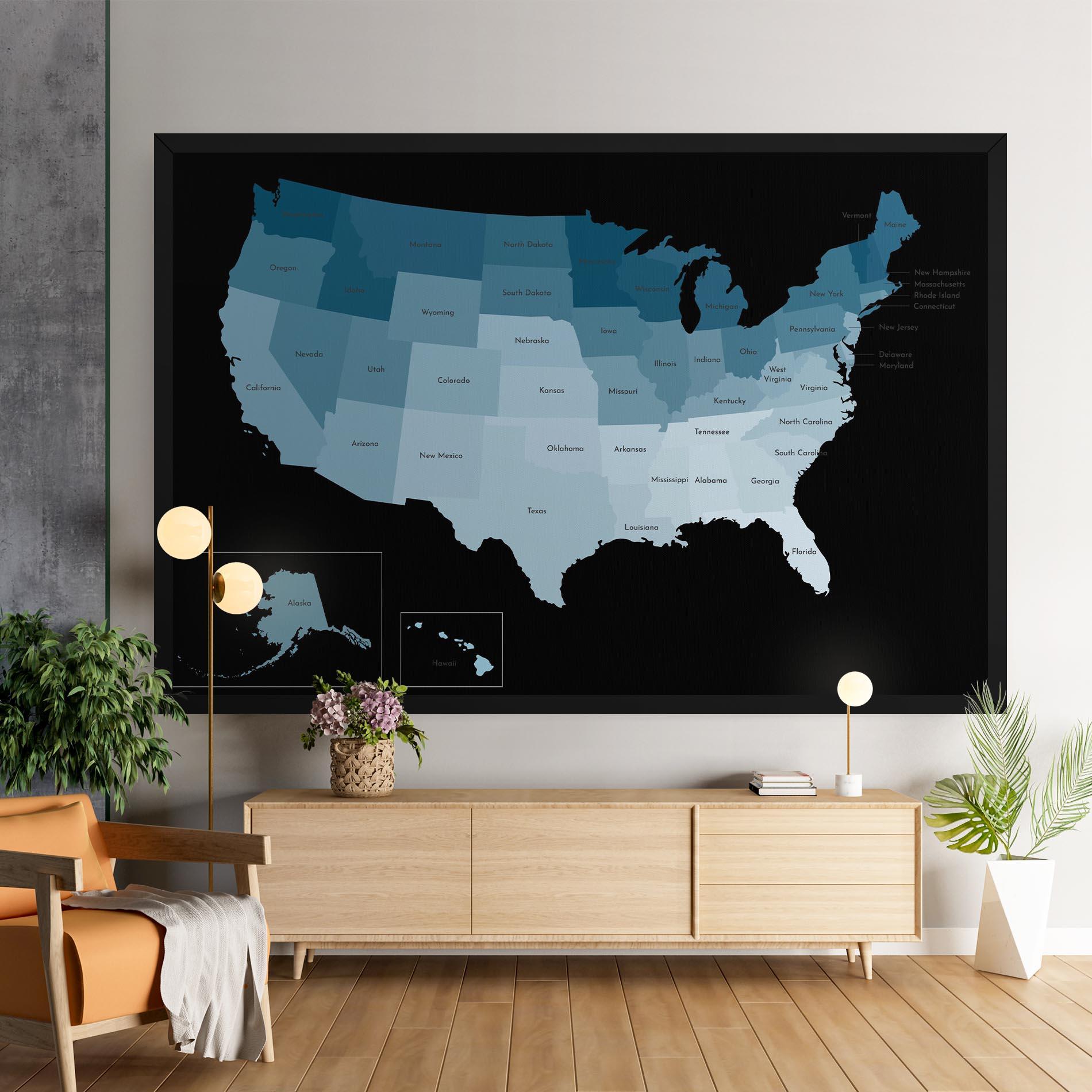 Картина на платно Sua Blue Map mockup 9