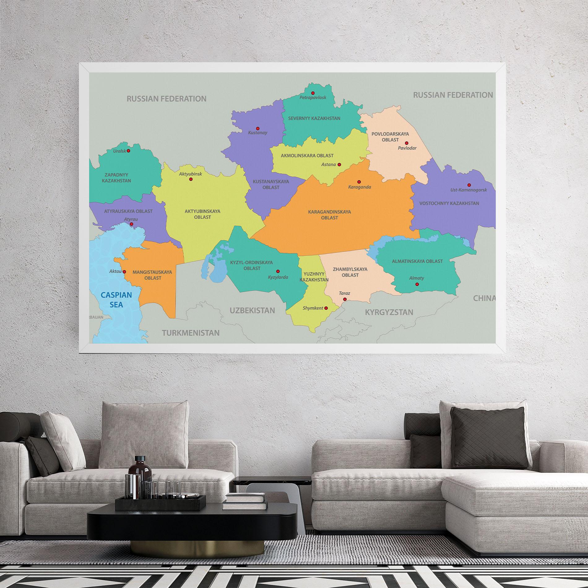 Картина на платно Kazakhstan Color Map mockup 2