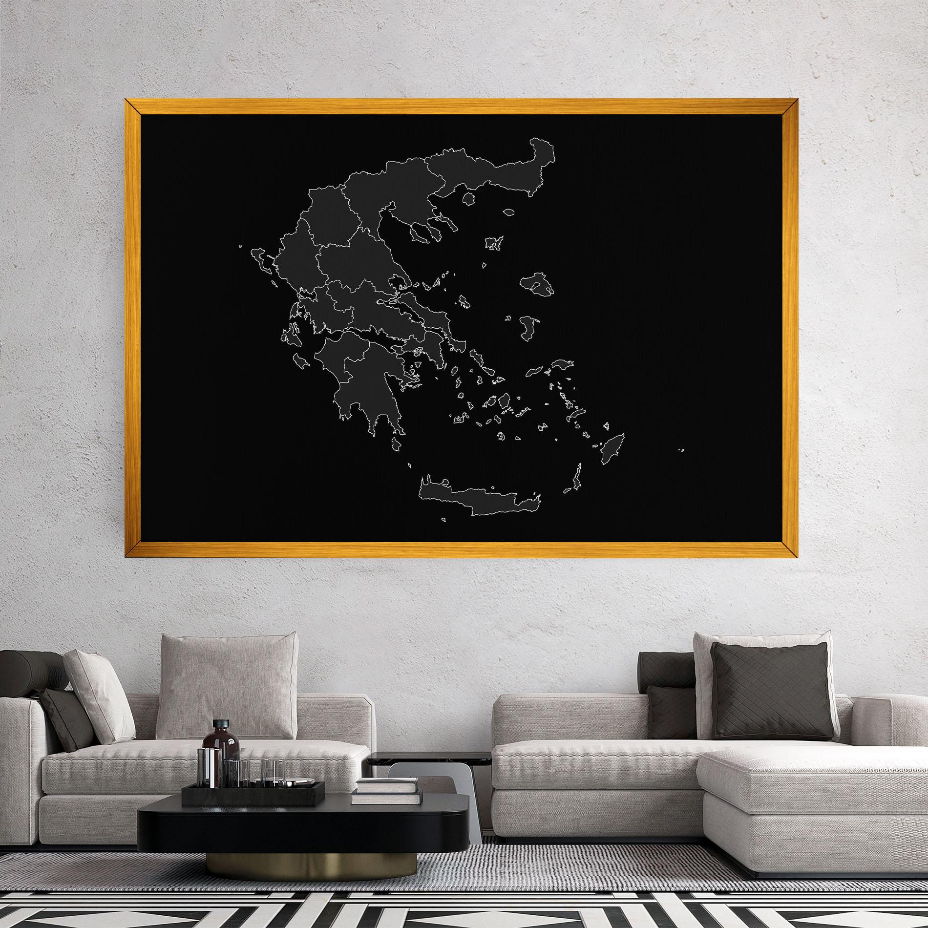 Картина на платно Greece Grey Map mockup 2