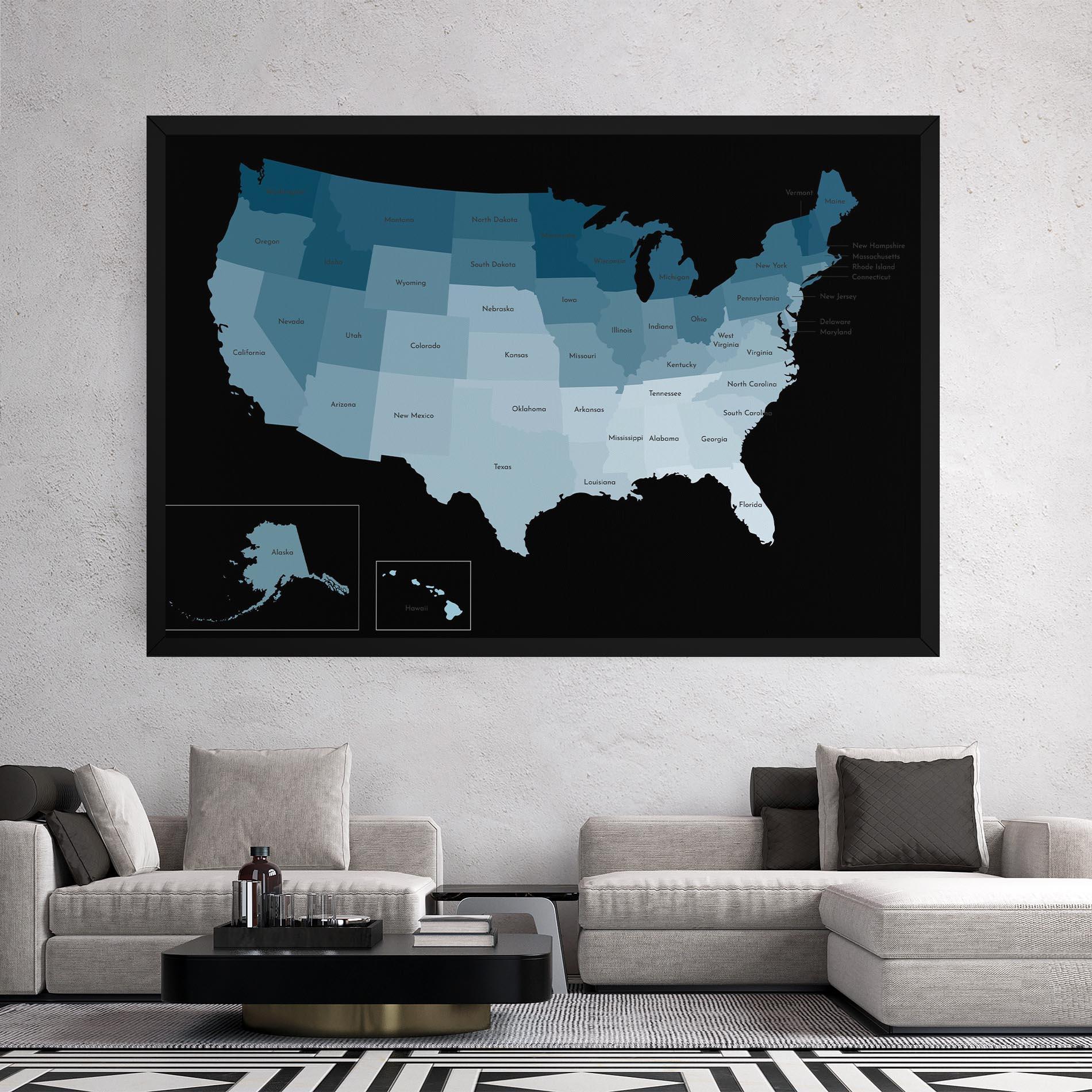 Картина на платно Sua Blue Map mockup 2