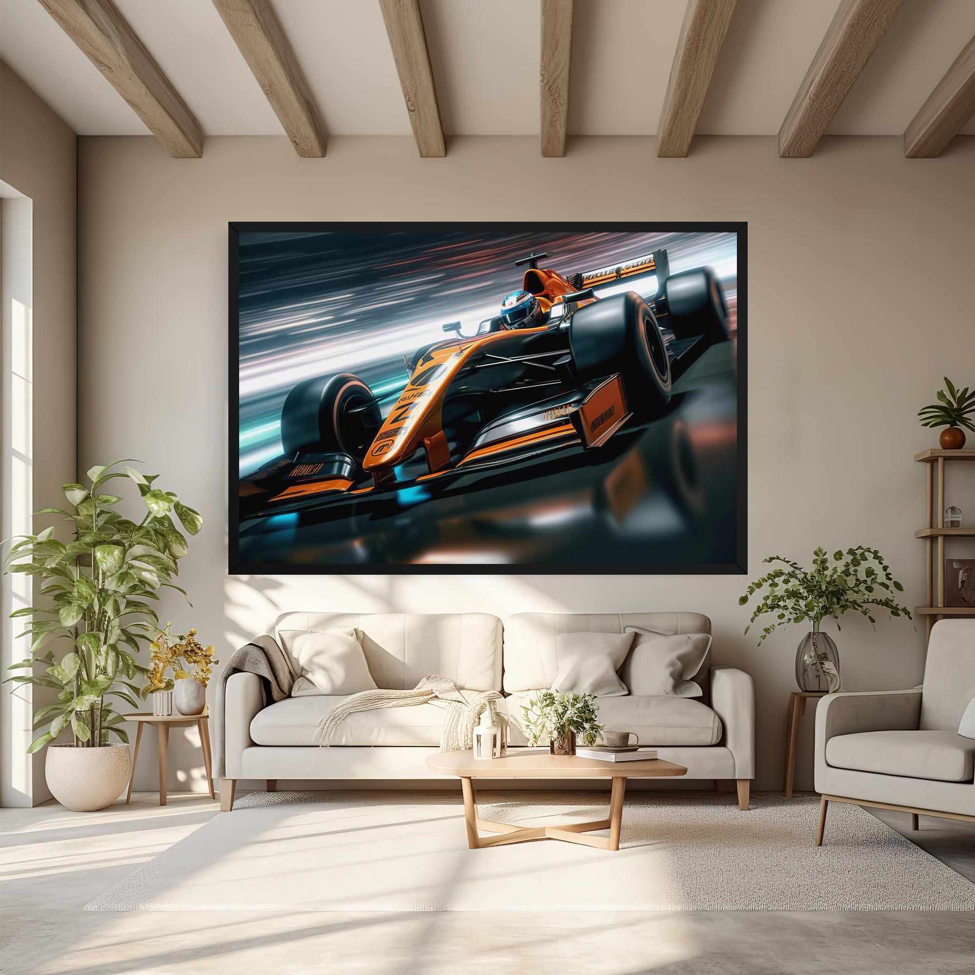 Картина на платно Orange F1 Car mockup 6