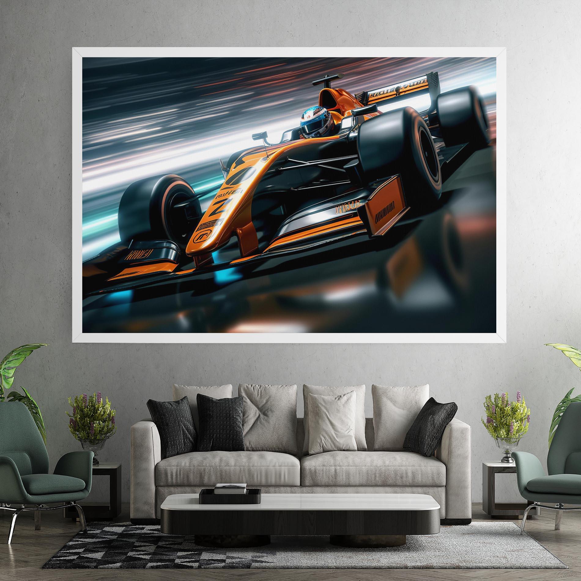 Картина на платно Orange F1 Car mockup 7