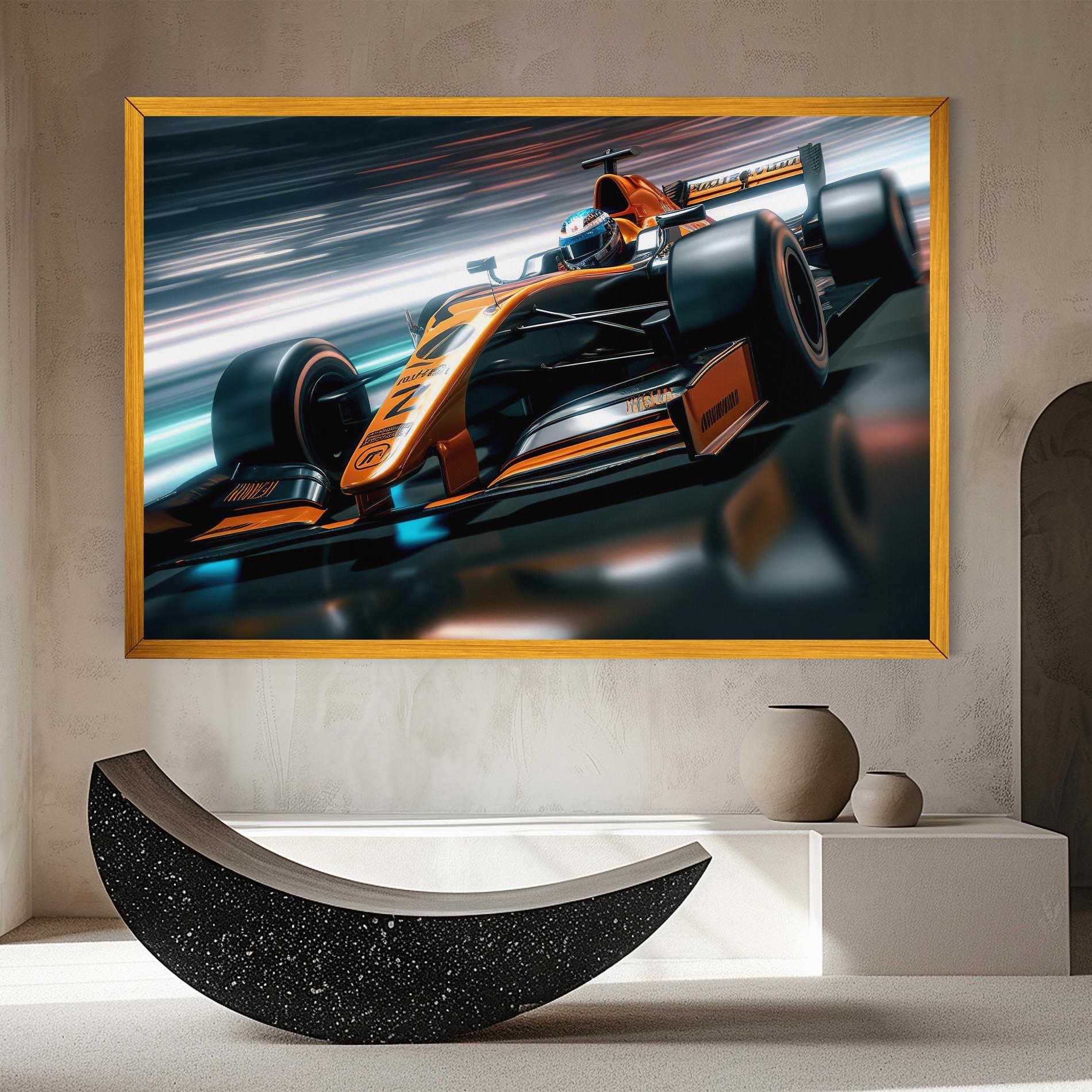 Картина на платно Orange F1 Car mockup 8