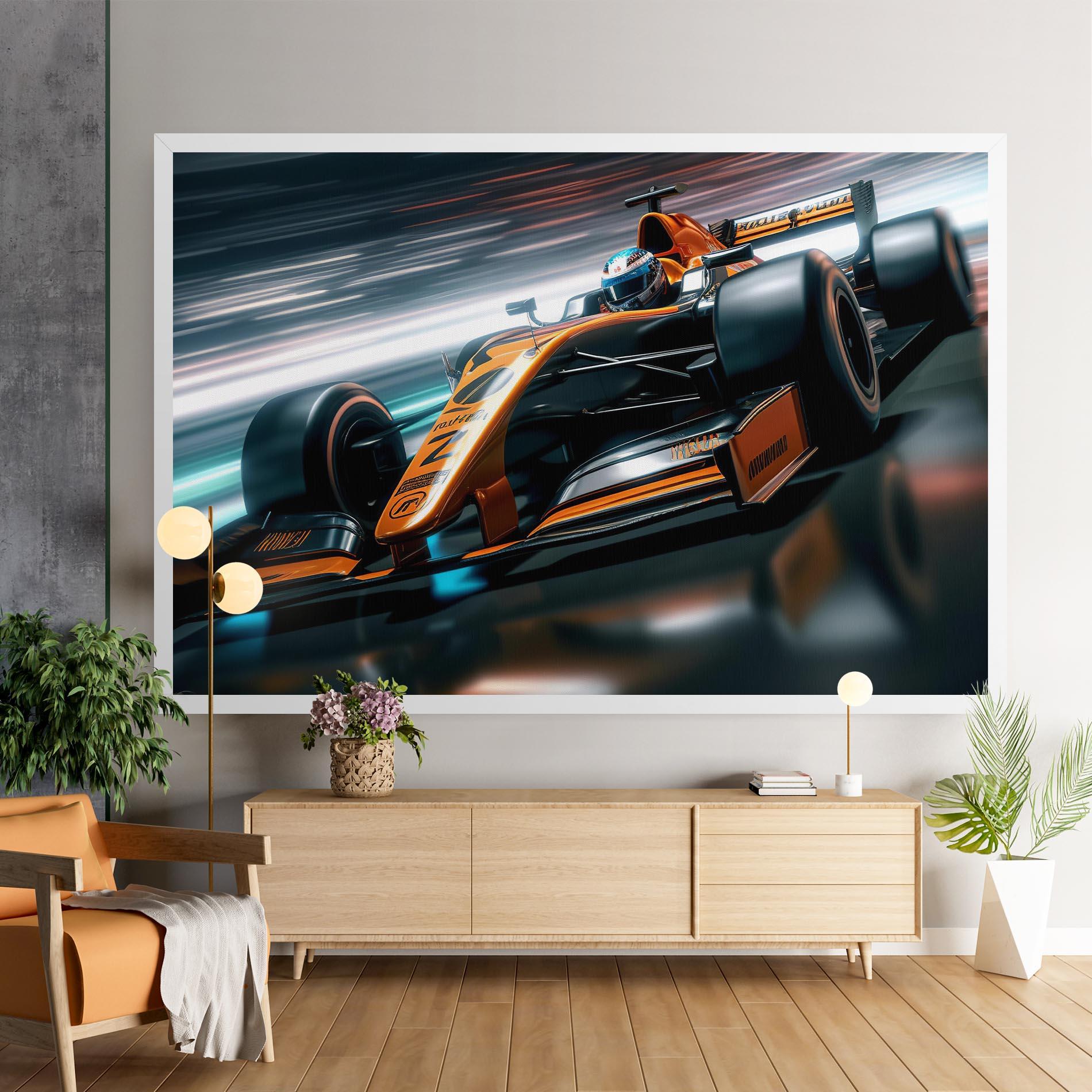 Картина на платно Orange F1 Car mockup 9