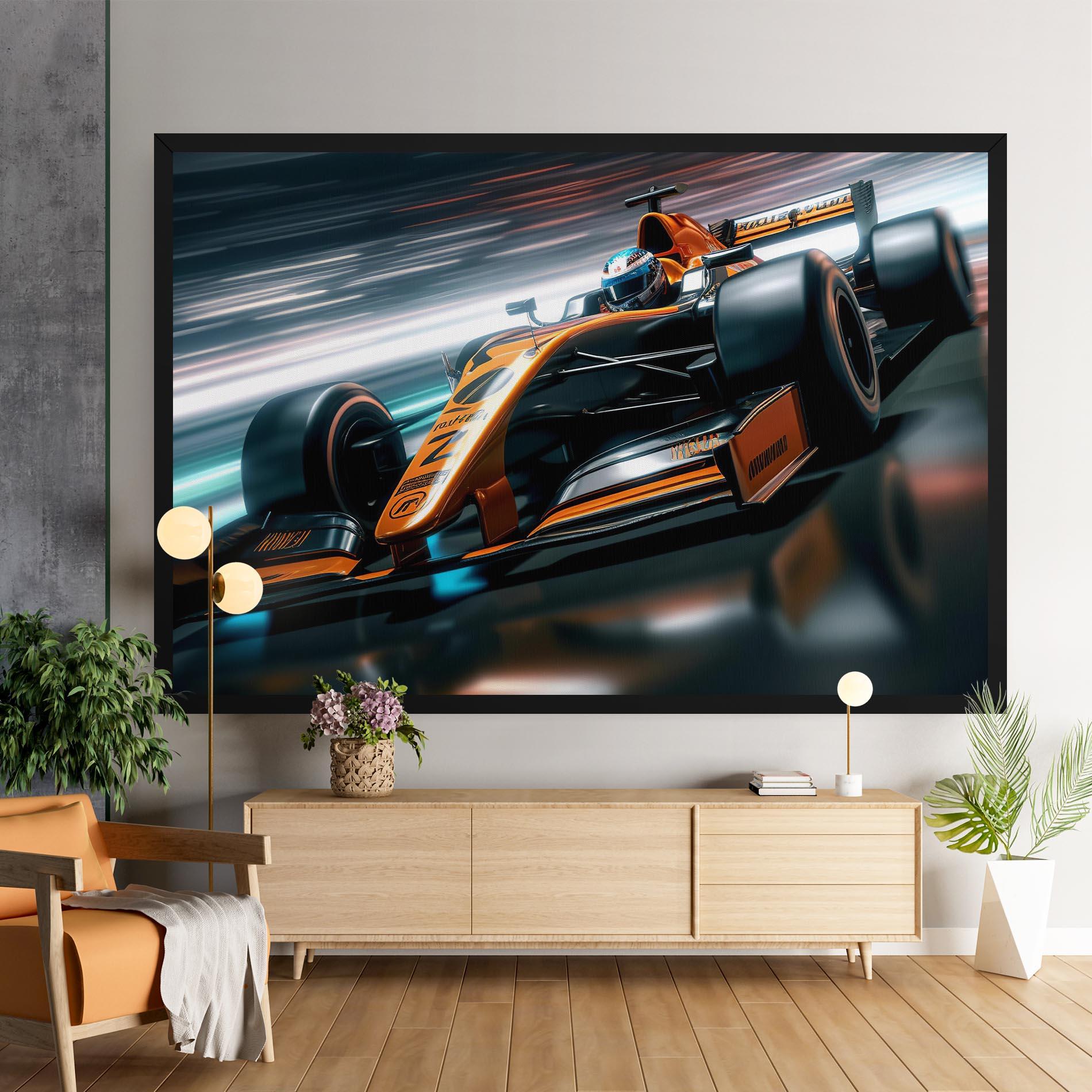 Картина на платно Orange F1 Car mockup 9