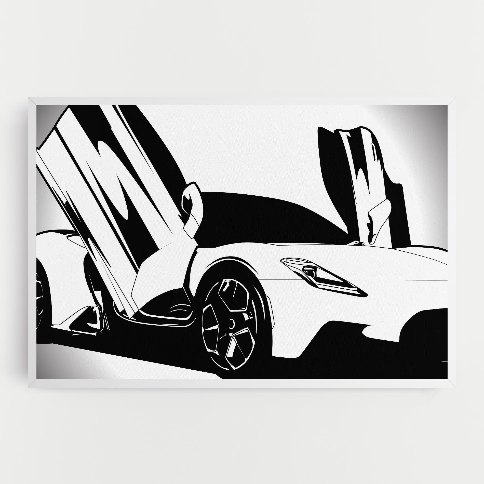 Картина на платно Black White Car mockup 0
