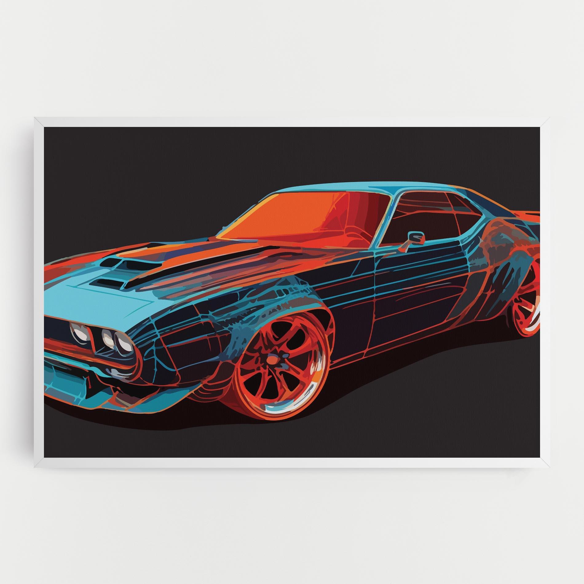 Картина на платно Blue Orange Car mockup 0