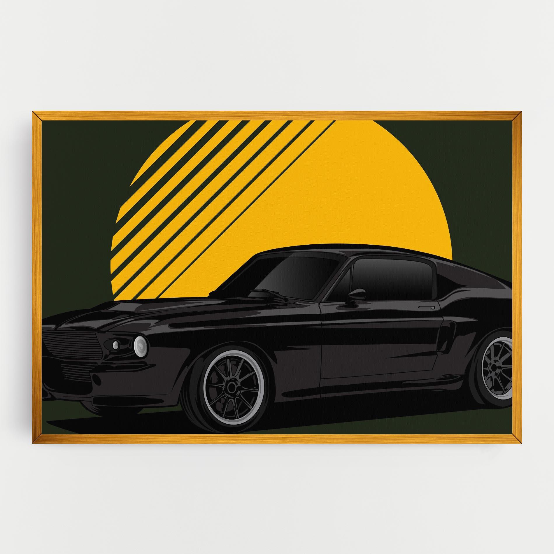Картина на платно Black Car Sun mockup 0