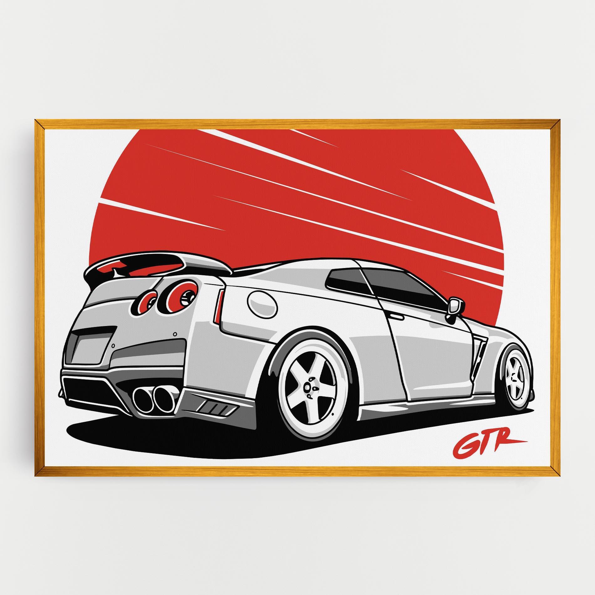 Картина на платно Grey Gtr Car mockup 0