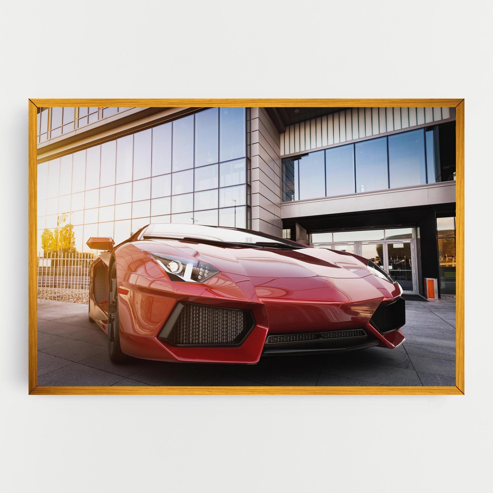 Картина на платно Red Lambo Outside mockup 0