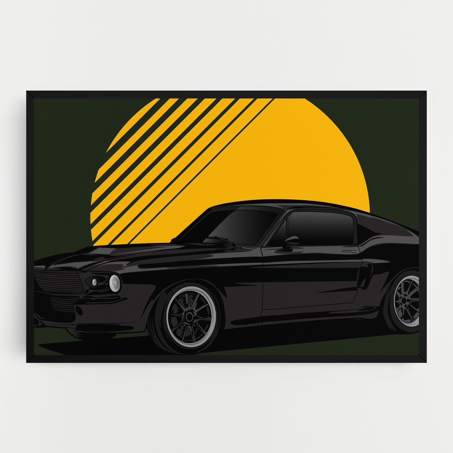 Картина на платно Black Car Sun mockup 0