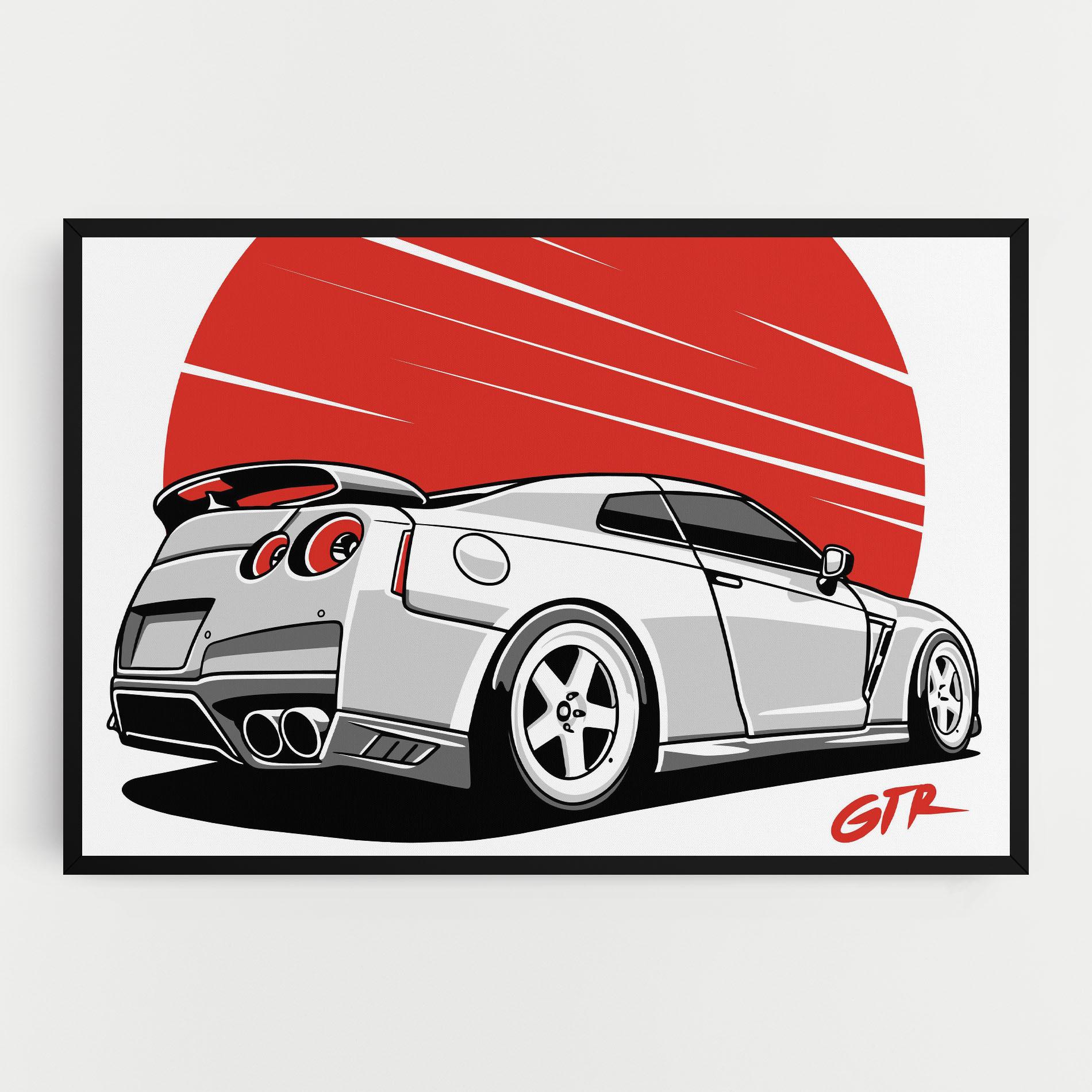 Картина на платно Grey Gtr Car mockup 0