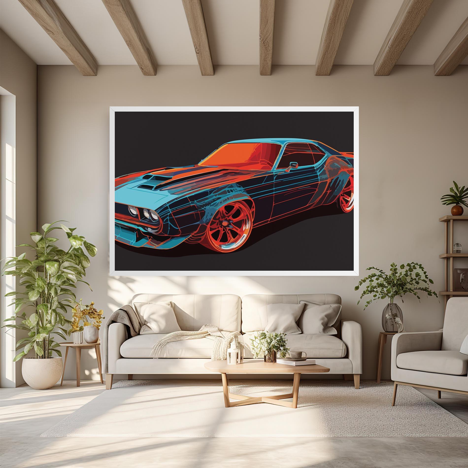Картина на платно Blue Orange Car mockup 6