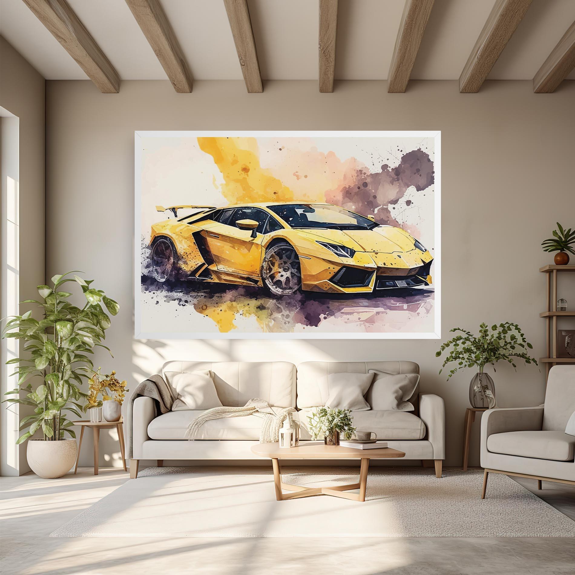 Картина на платно Watercolor Sport Car mockup 6