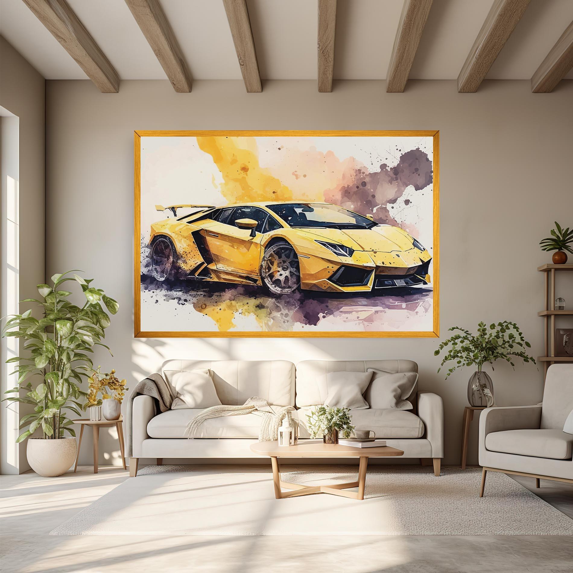 Картина на платно Watercolor Sport Car mockup 6