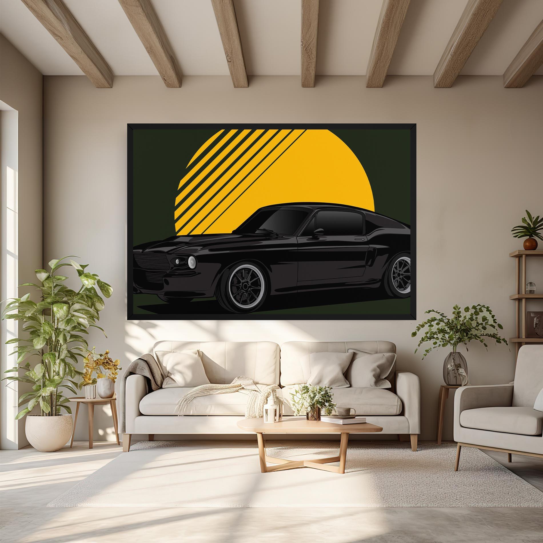 Картина на платно Black Car Sun mockup 6