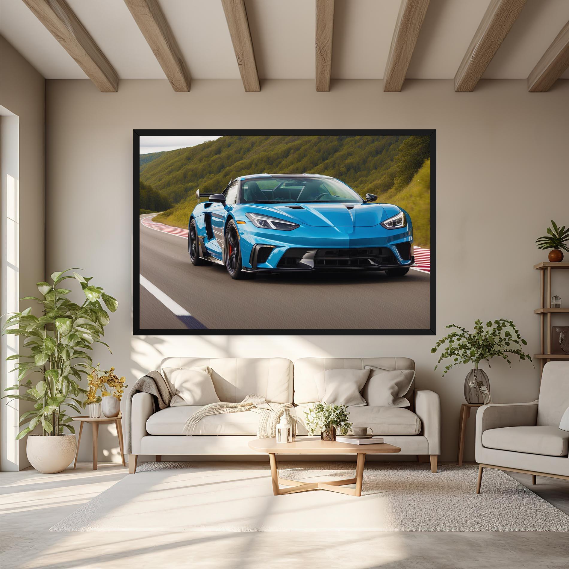 Картина на платно Blue Sport Car mockup 6