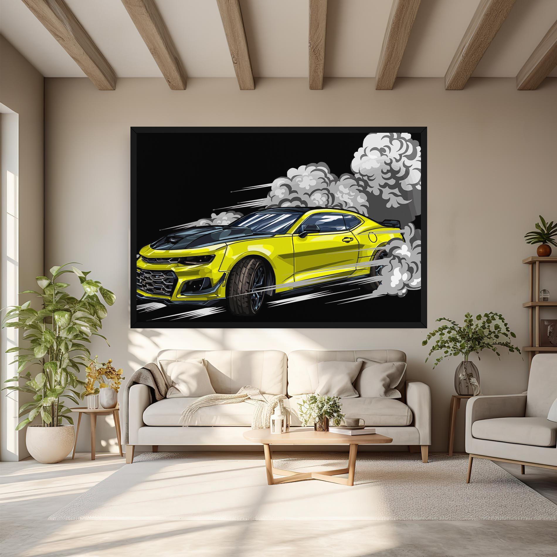 Картина на платно Racing Car Smoke mockup 6