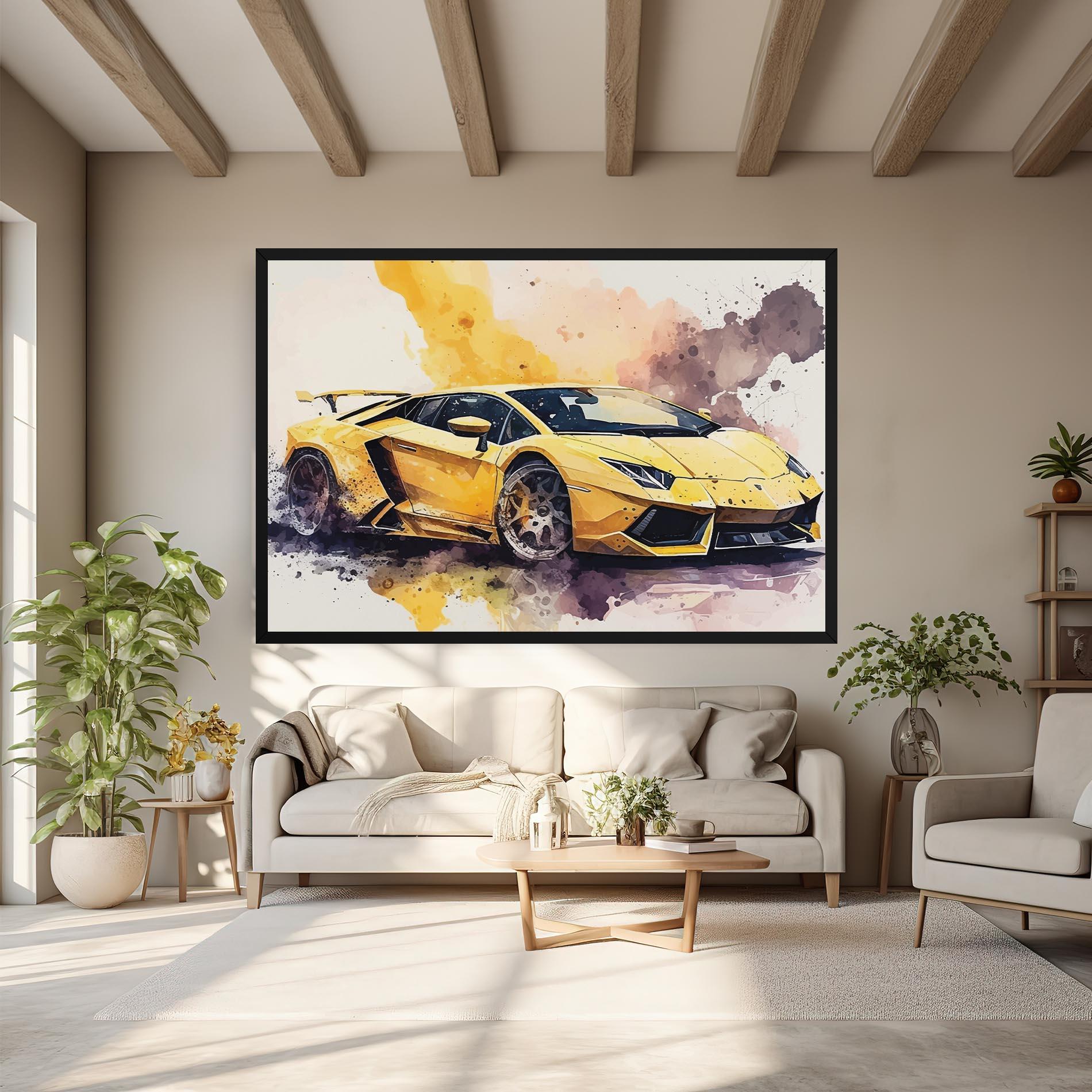 Картина на платно Watercolor Sport Car mockup 6