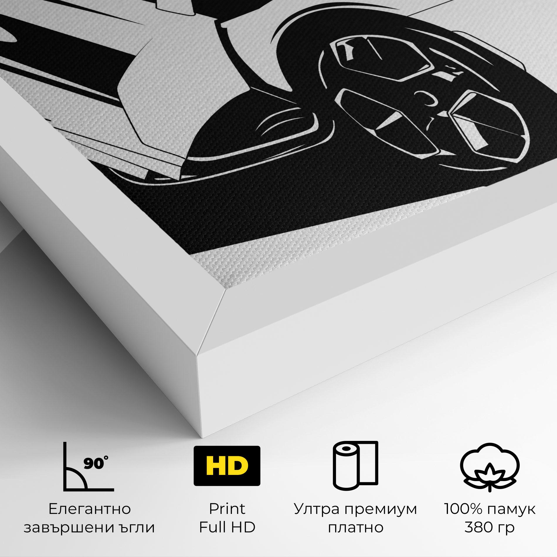 Картина на платно Black White Car mockup 4
