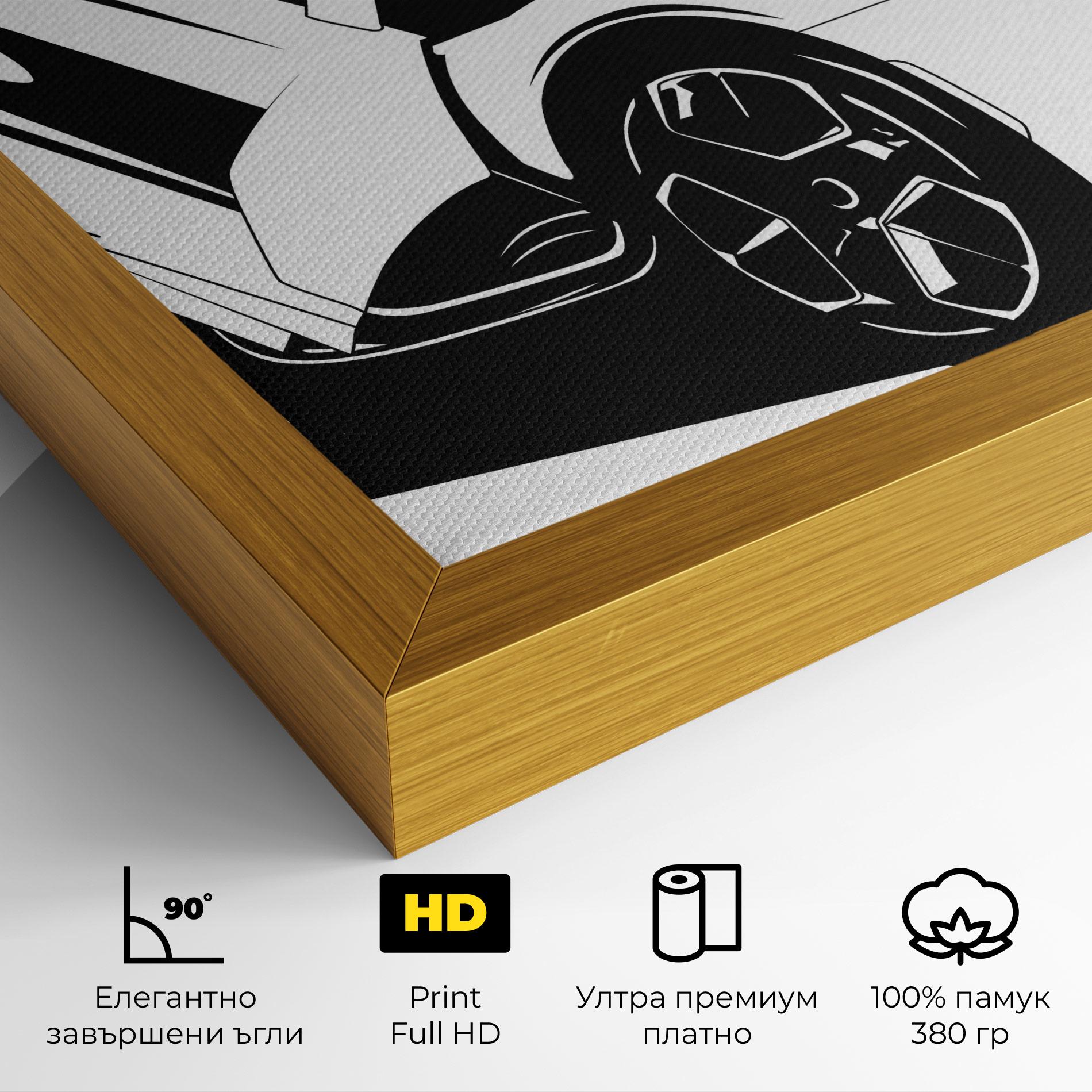 Картина на платно Black White Car mockup 4