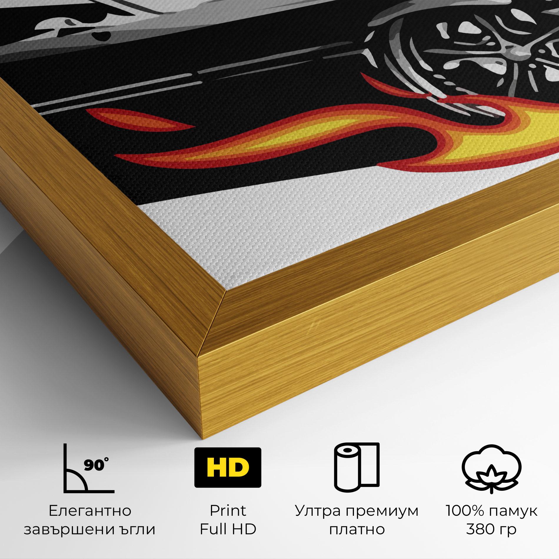 Картина на платно Fire Black Car mockup 4