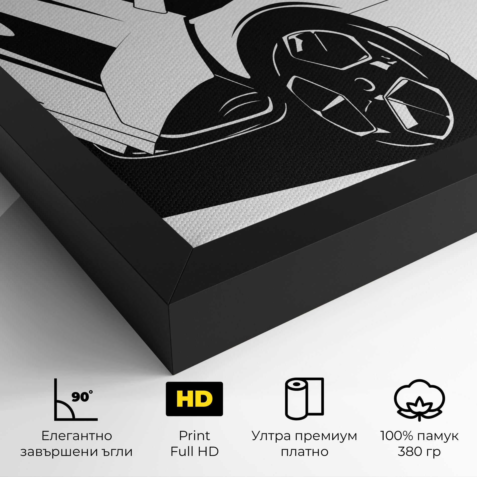 Картина на платно Black White Car mockup 4