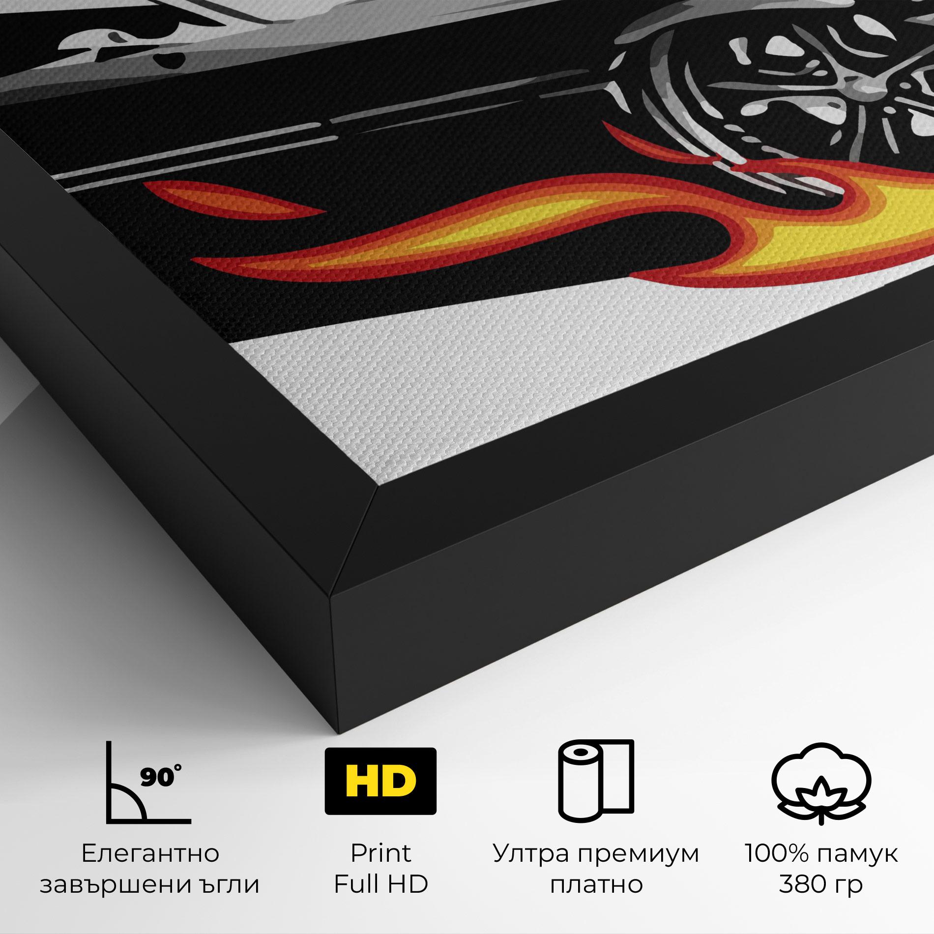 Картина на платно Fire Black Car mockup 4