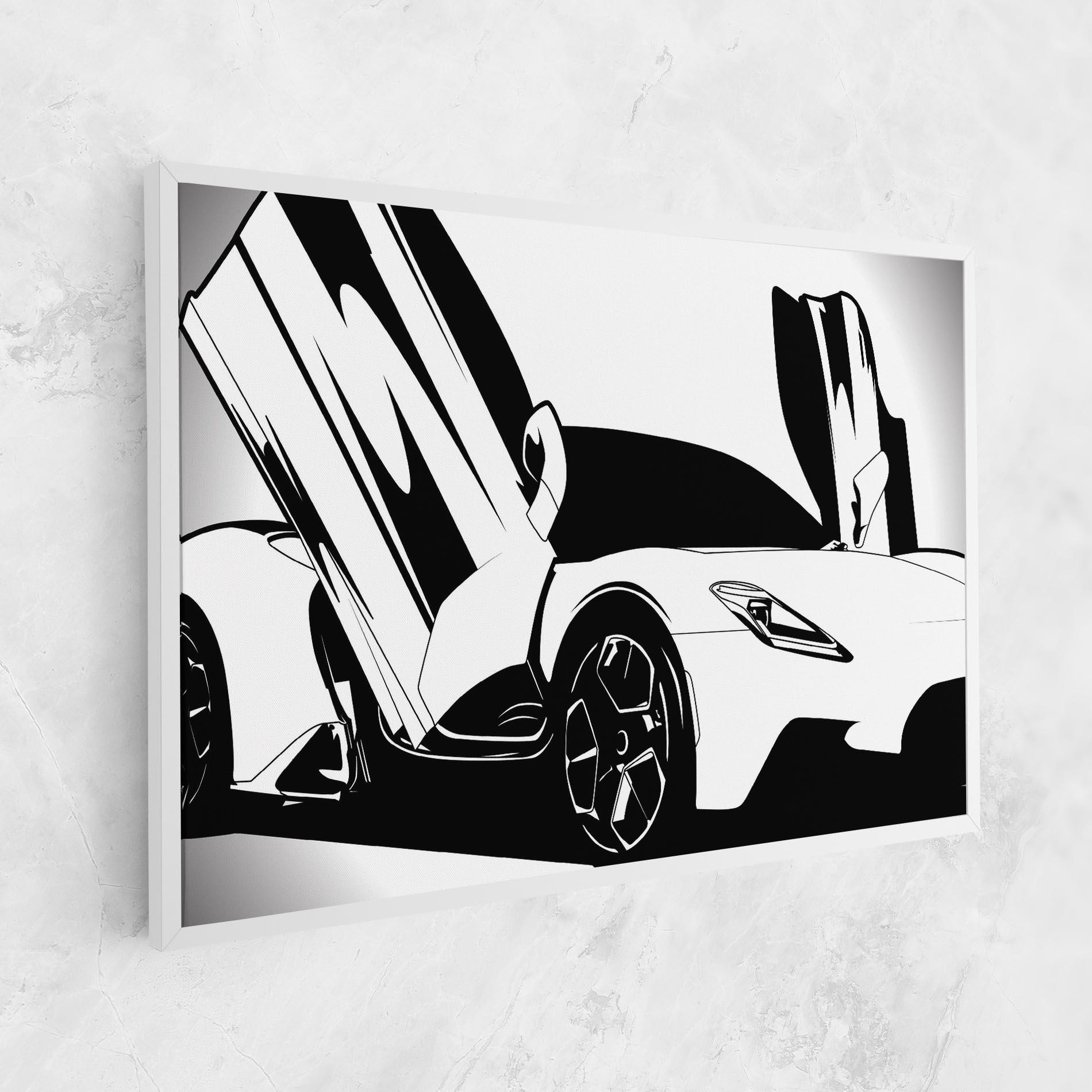 Картина на платно Black White Car mockup 1