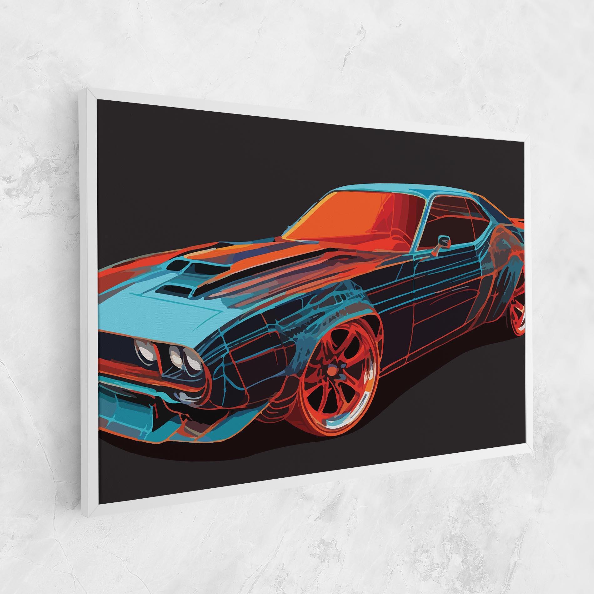 Картина на платно Blue Orange Car mockup 1